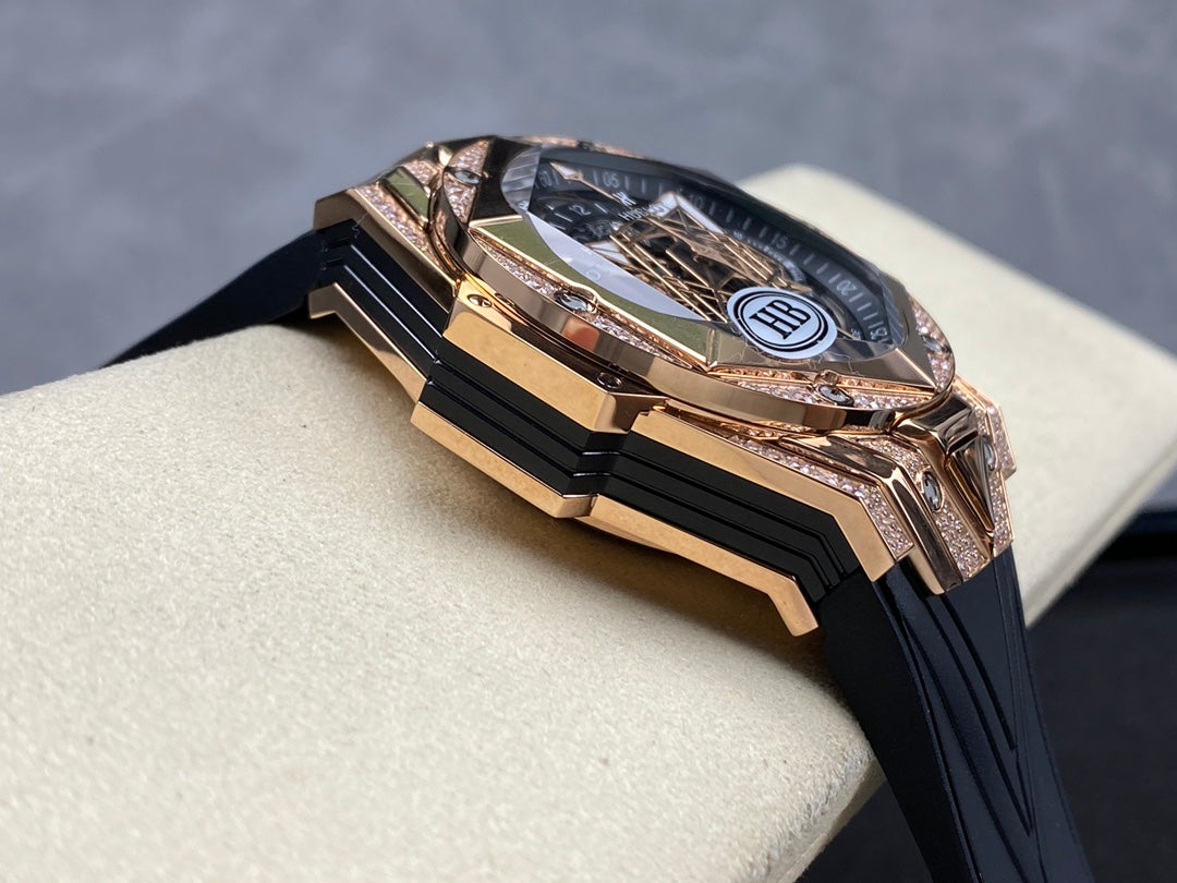 Hublot Big Bang Sang Bleu II Rose Gold Black Pavé 45mm Watch