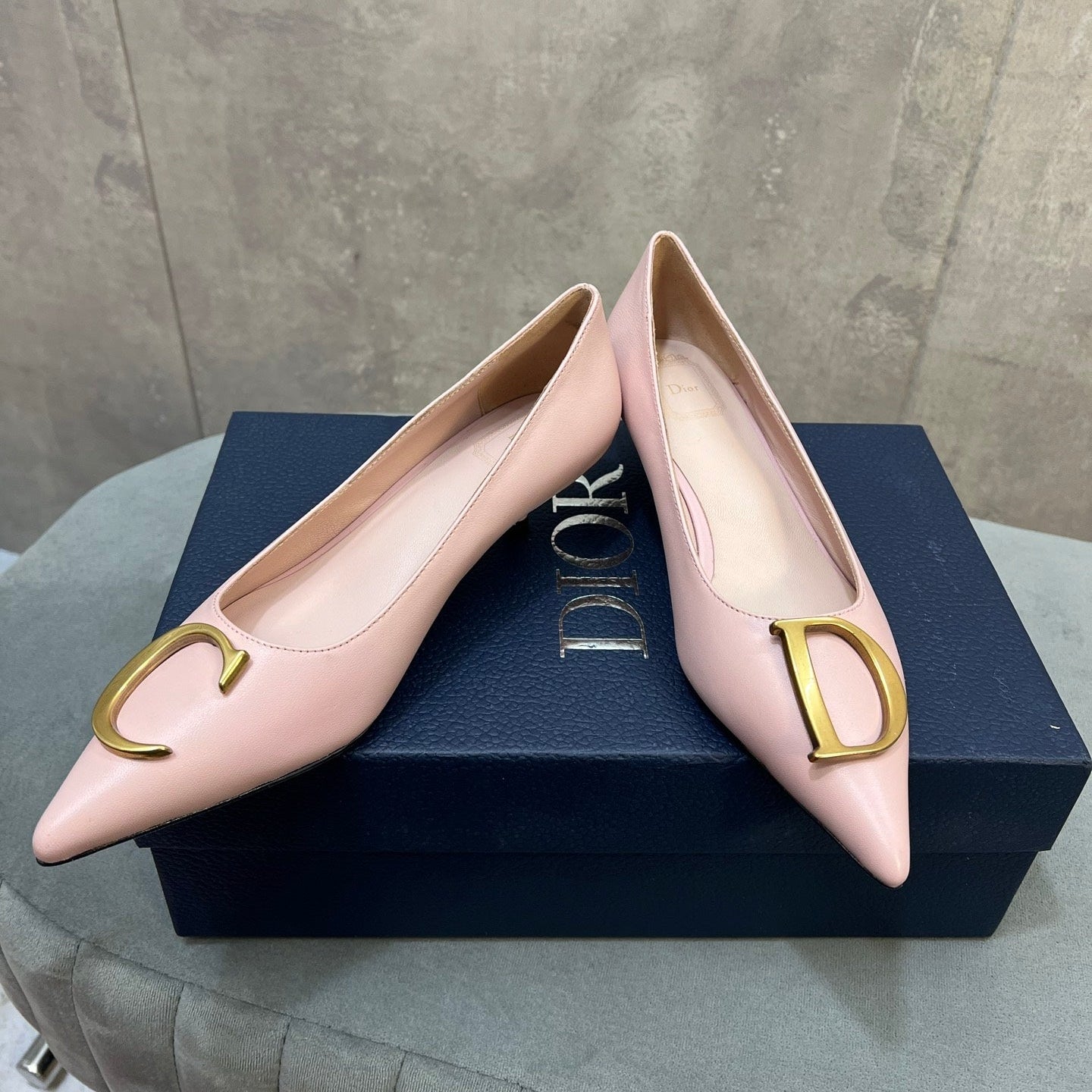 CD 26 High-Heeled 40 Pumps Light Pink Cowhide 594577