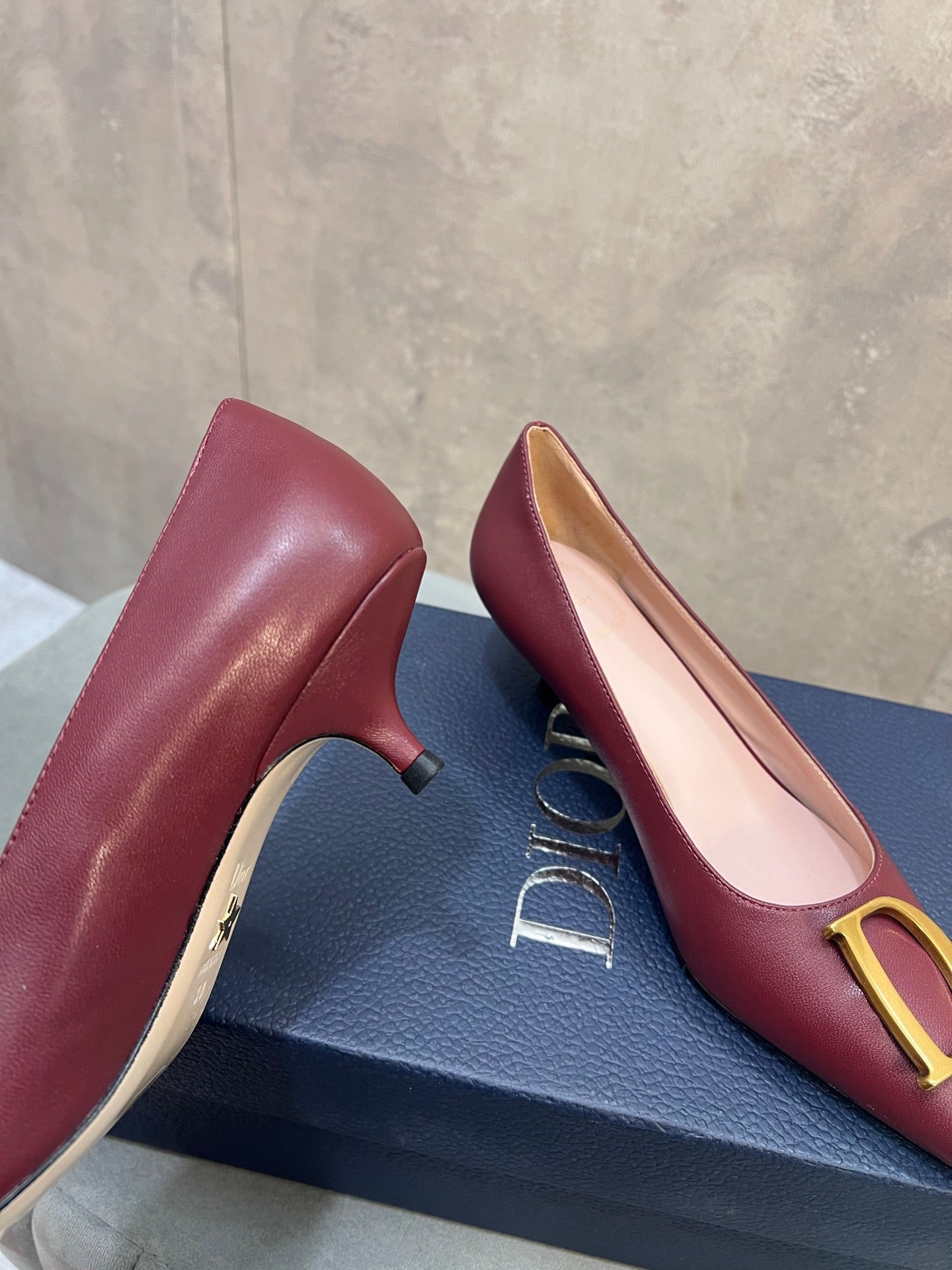 CD 26 High-Heeled 40 Pumps Burgundy Cowhide 594578