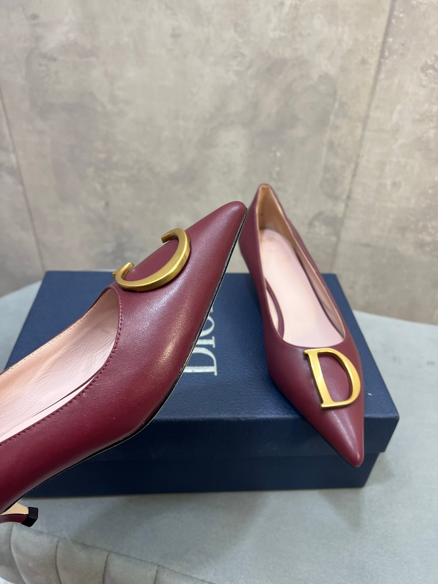 CD 26 High-Heeled 40 Pumps Burgundy Cowhide 594578