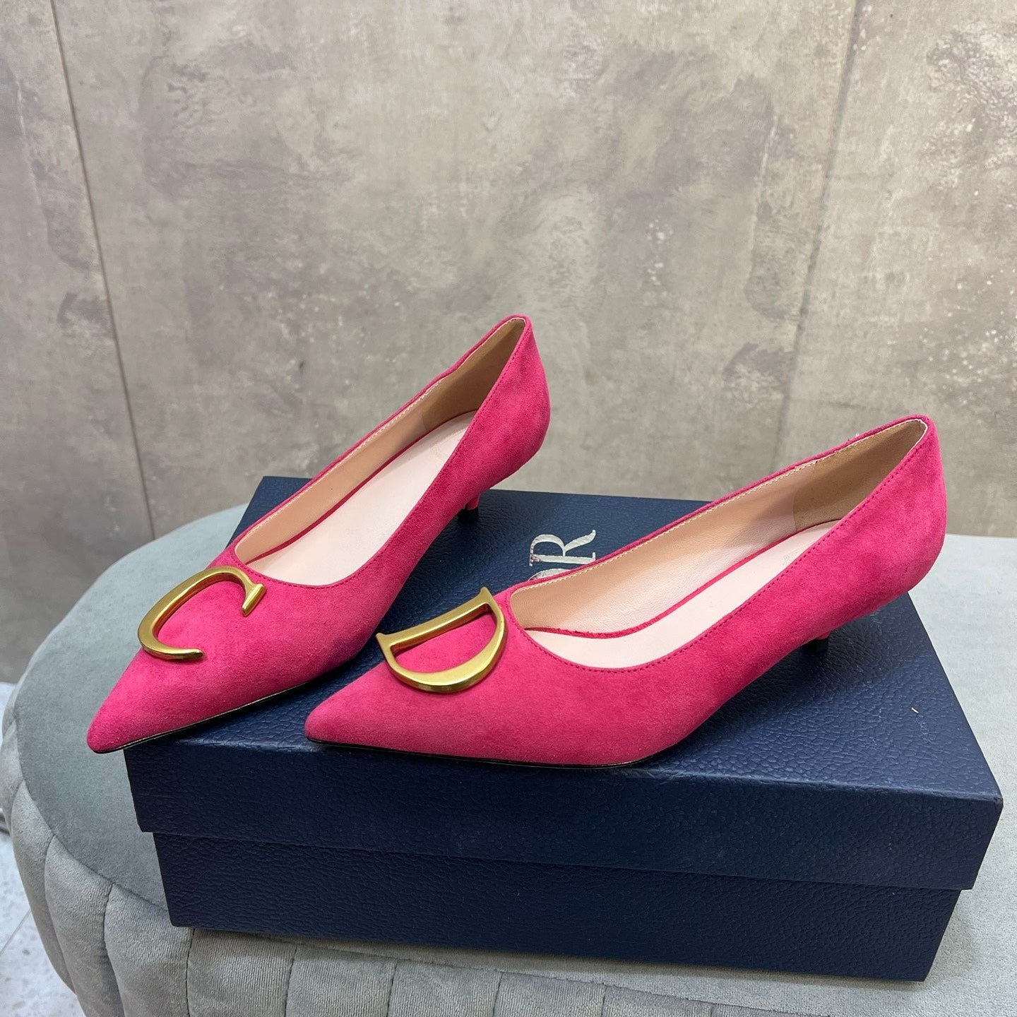 CD 26 High-Heeled 40 Pumps Pink Suede 594580