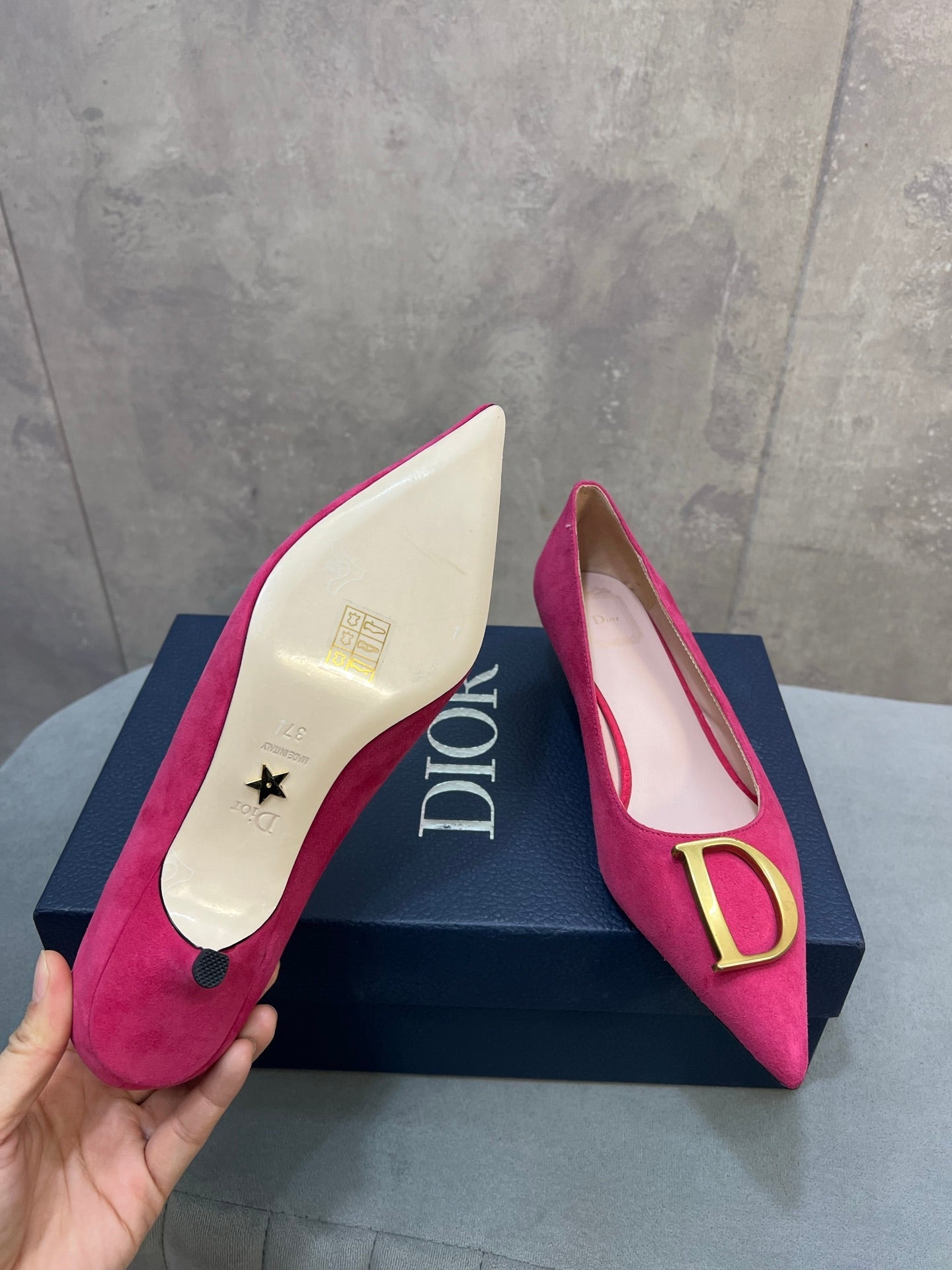 CD 26 High-Heeled 40 Pumps Pink Suede 594580