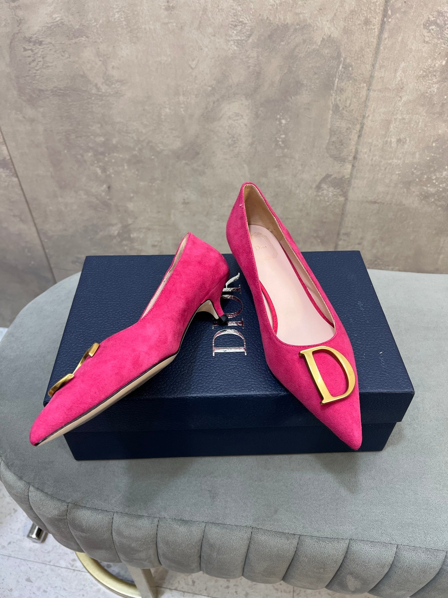 CD 26 High-Heeled 40 Pumps Pink Suede 594580