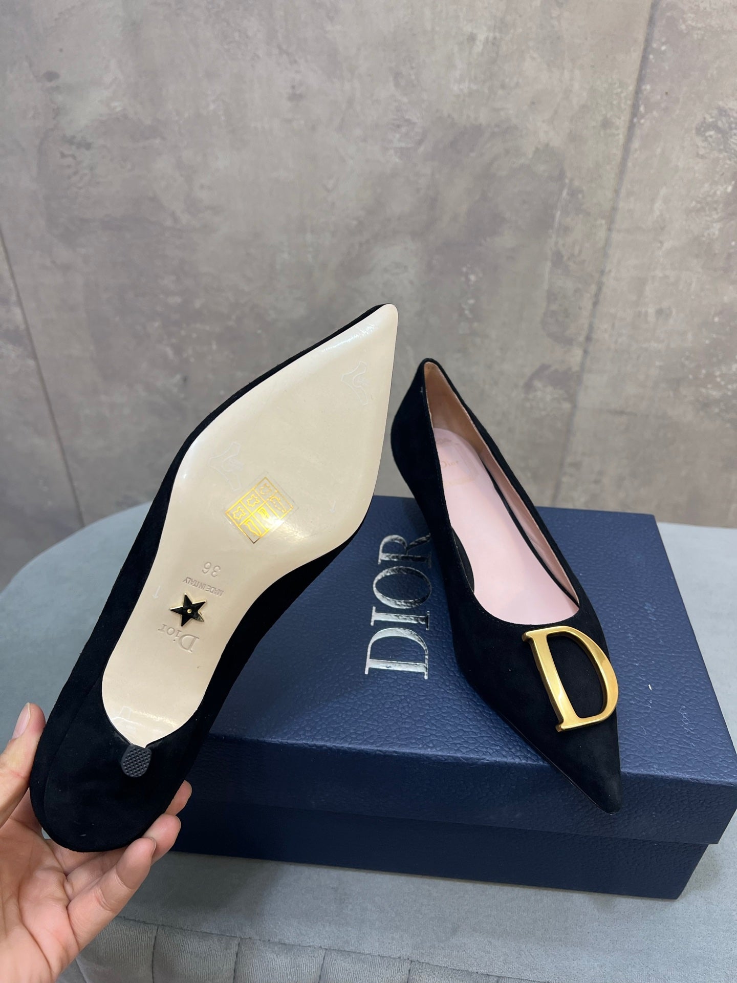 CD 26 High-Heeled 40 Pumps Black Suede 594583