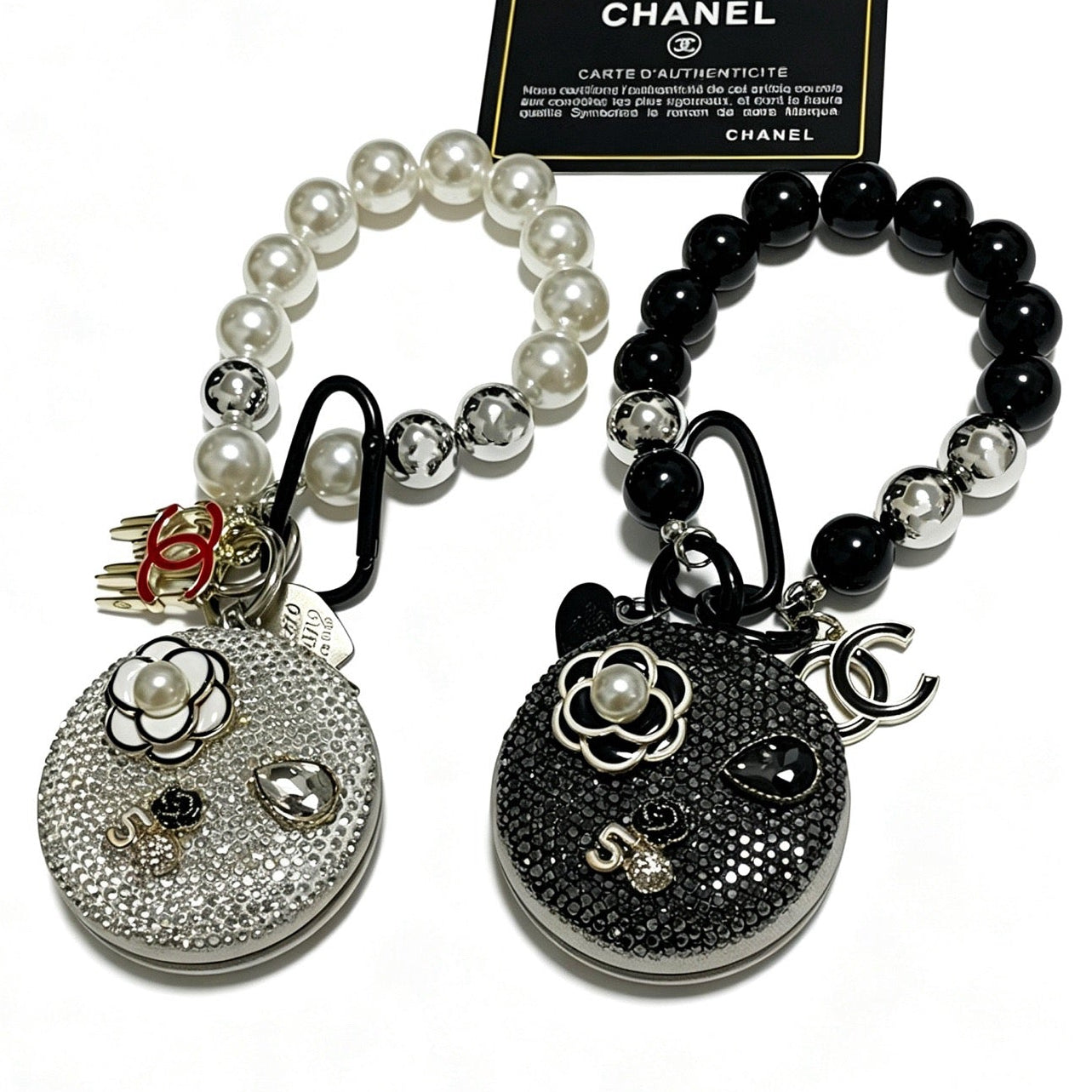 Chanel Rhinestone Camellia Mirror Charm