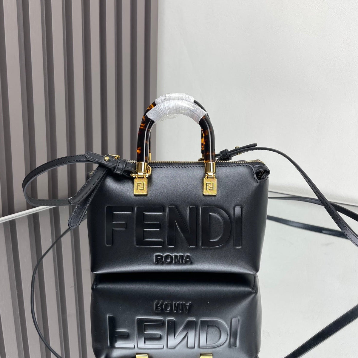 BY THE WAY MINI 18 IN BLACK EMBOSSED CALFSKIN GOLD HARDWARE