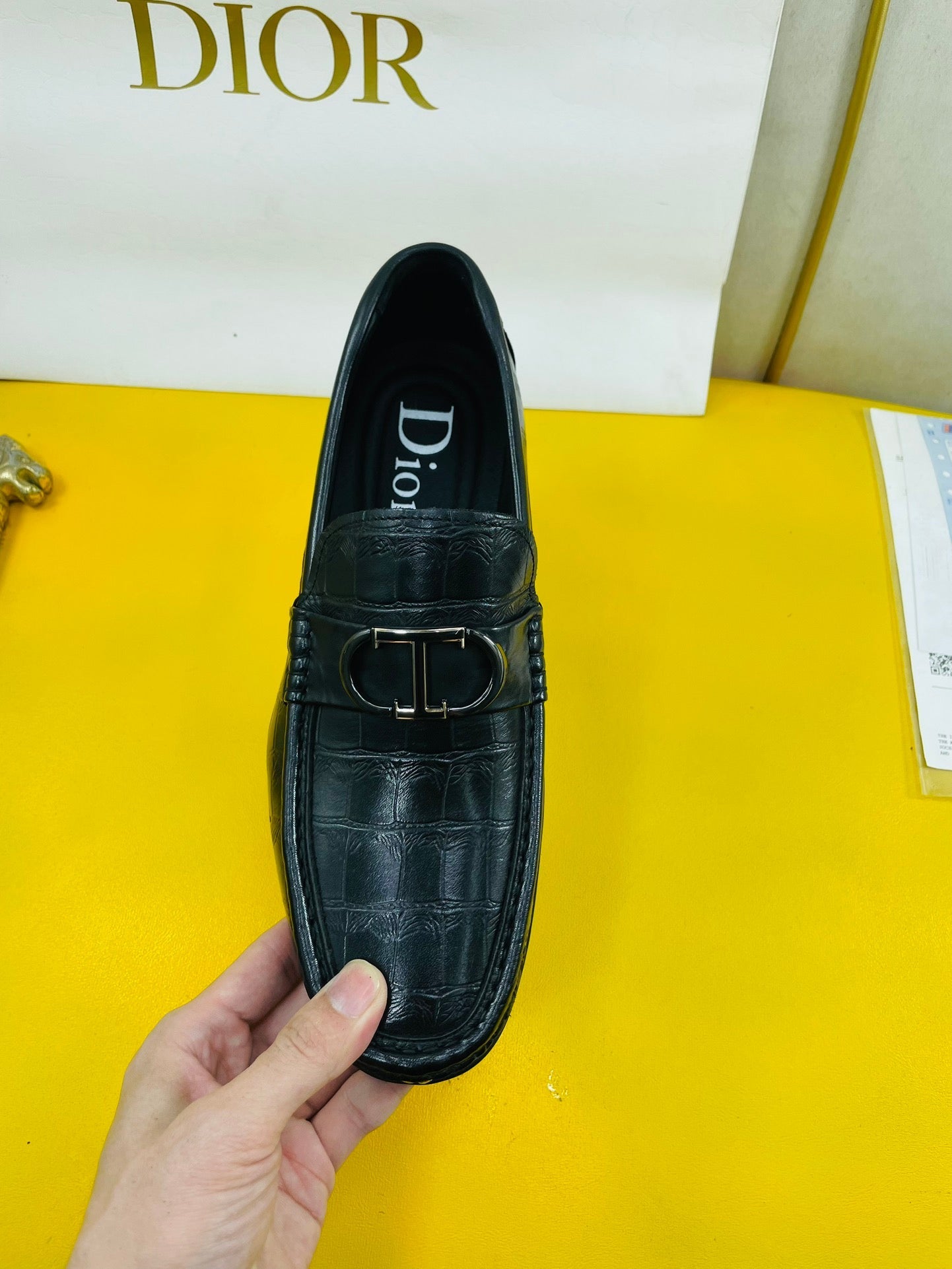 CD SYMBOL GRANVILLE LOAFER BLACK EMBOSSED CALFSKIN