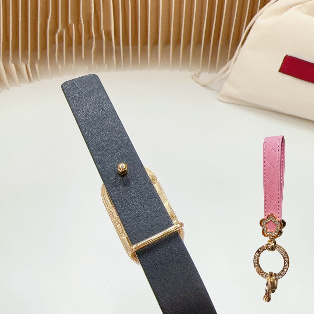 Silver Vlogo and Gold Hardware Buckle Black White Calfskin 20mm