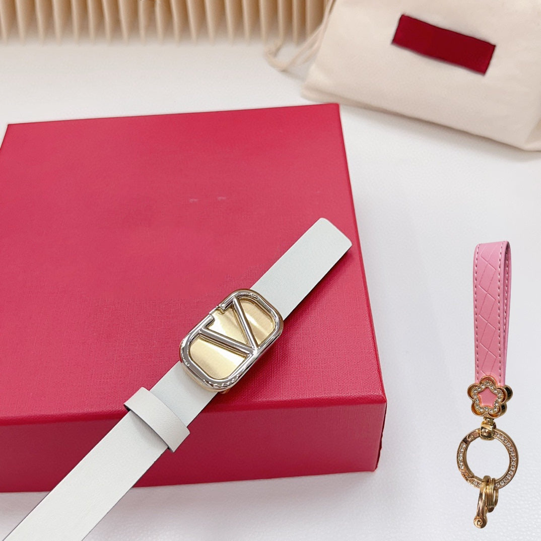 Silver Vlogo and Gold Hardware Buckle Black White Calfskin 20mm