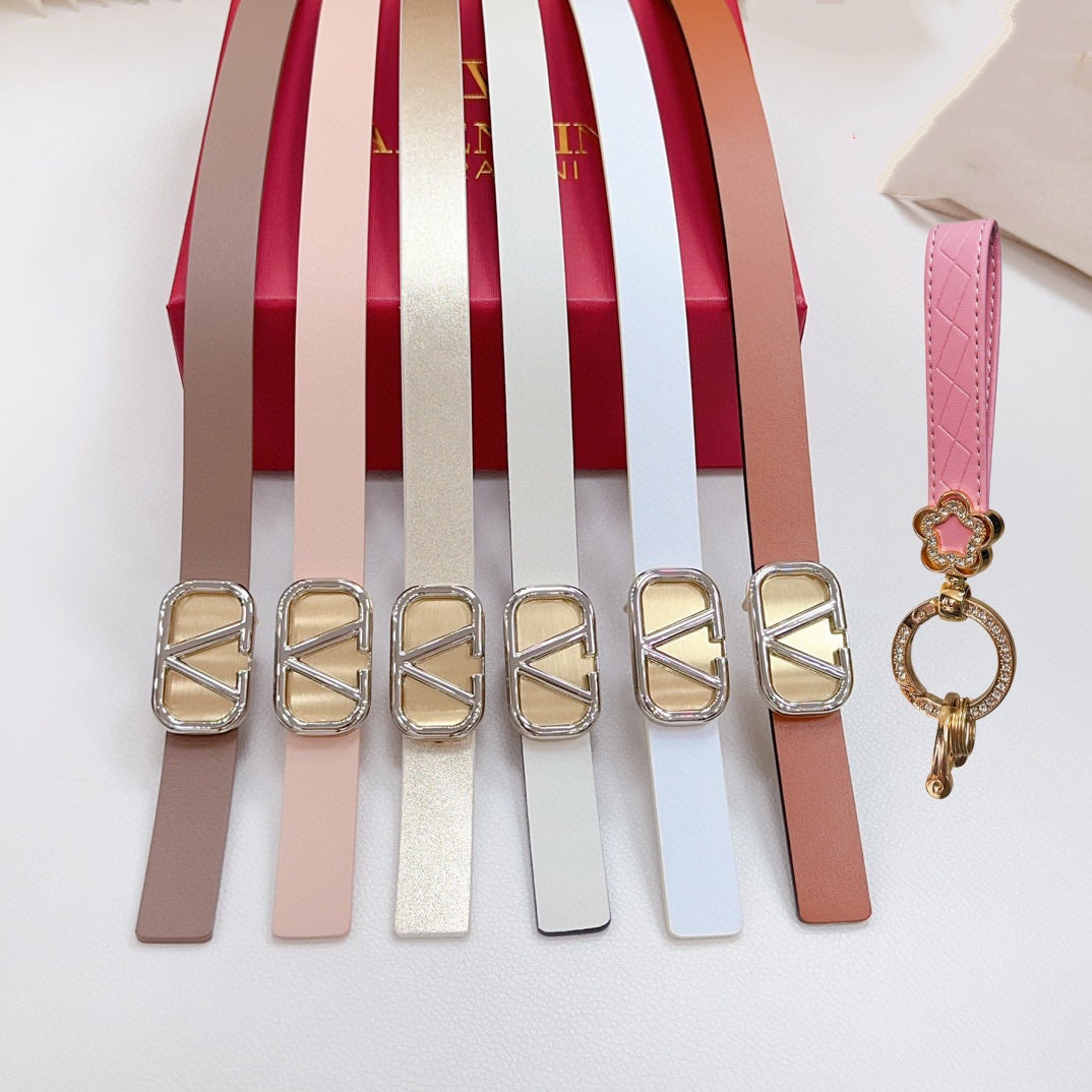 Gold Vlogo and Silver Hardware Buckle Brown Black Calfskin 20mm