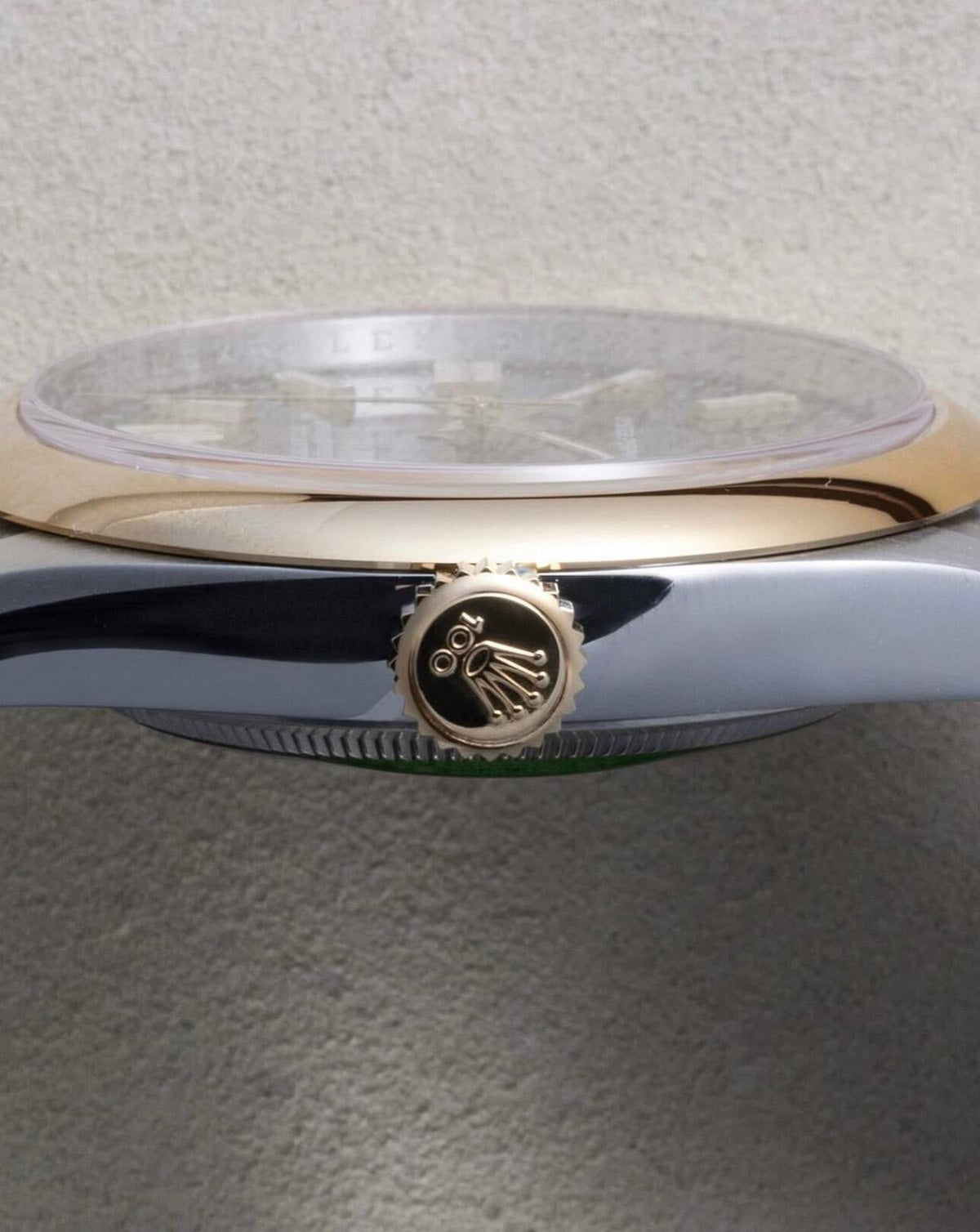 Rolex Oyster Perpetual 41mm Grey Dial Gold Bezel