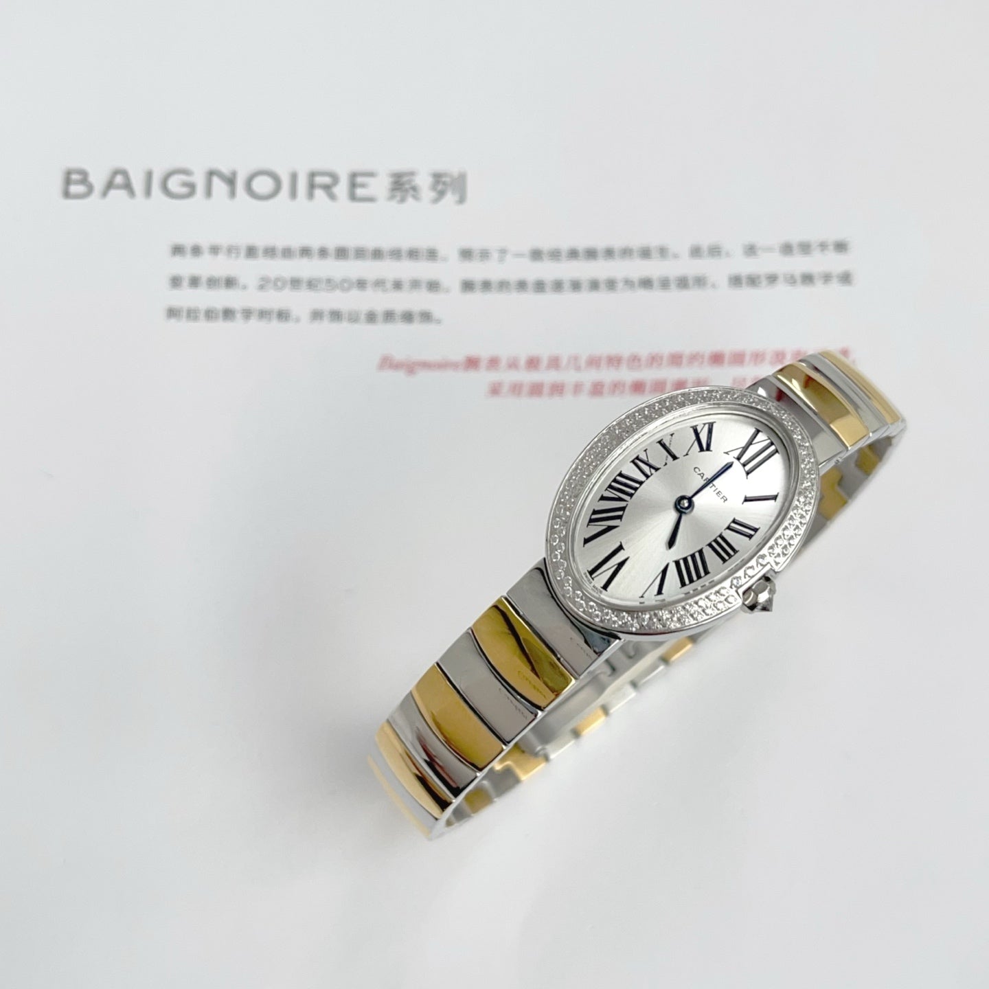 Baignoire 23mm Two-Tone Yellow Gold Double Row Diamond Bezel