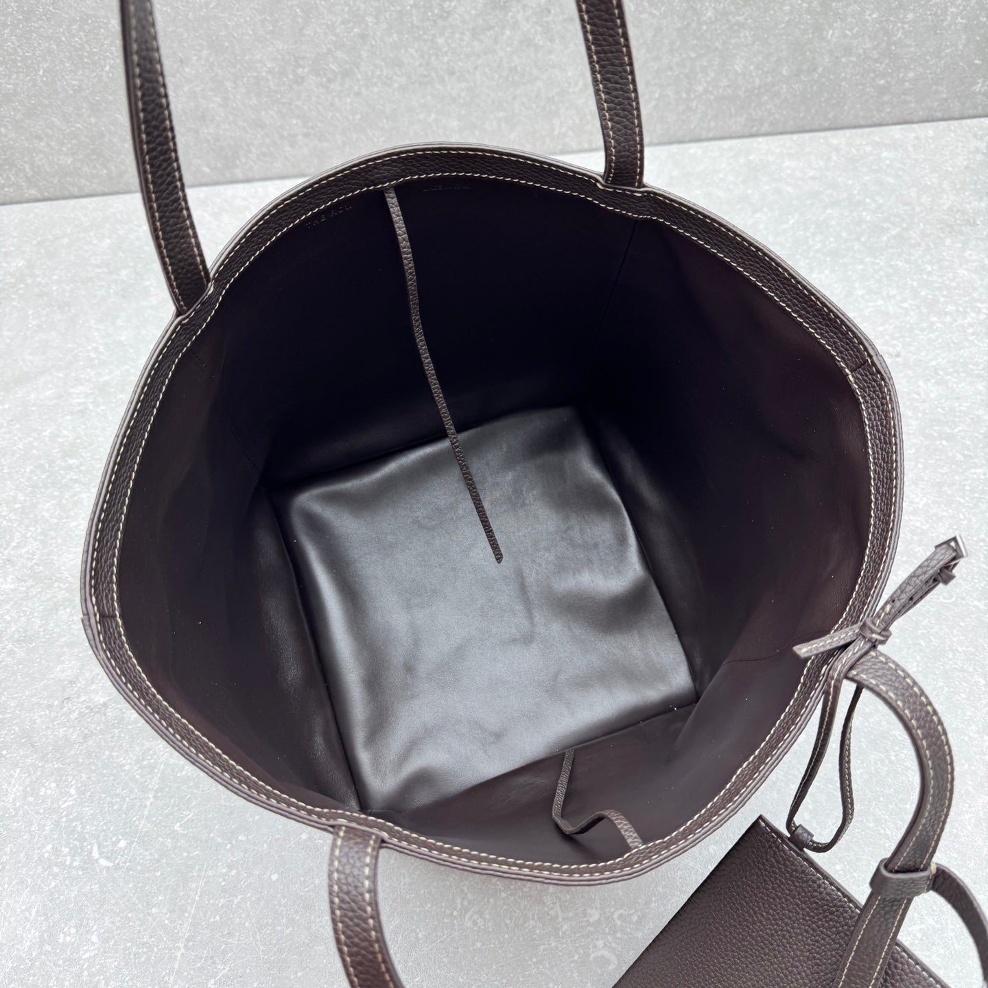The Row 2025 Park Tote Stitch Bag Dark Brown 30cm Leather