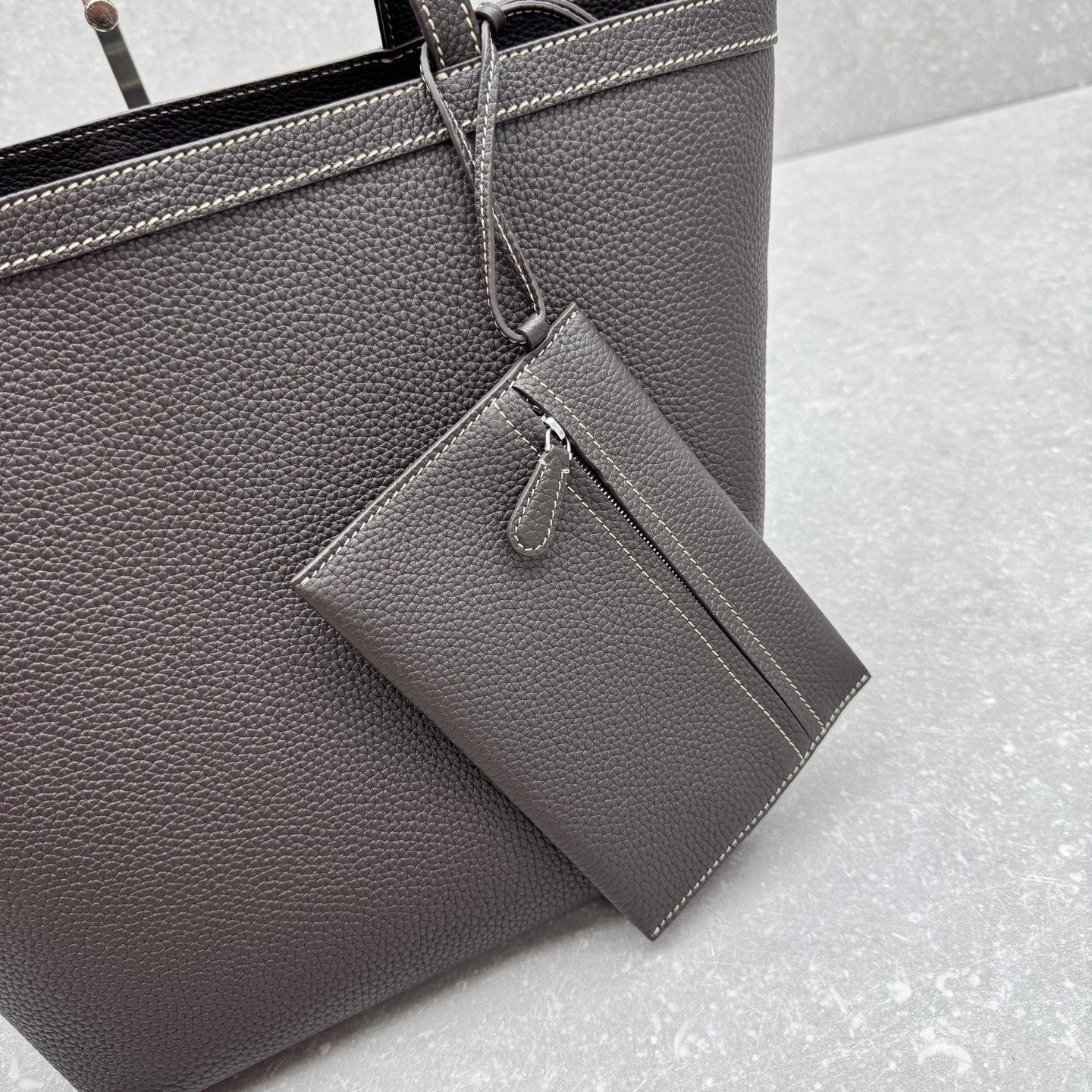 The Row 2025 Park Tote Stitch Bag Dark Brown 30cm Leather