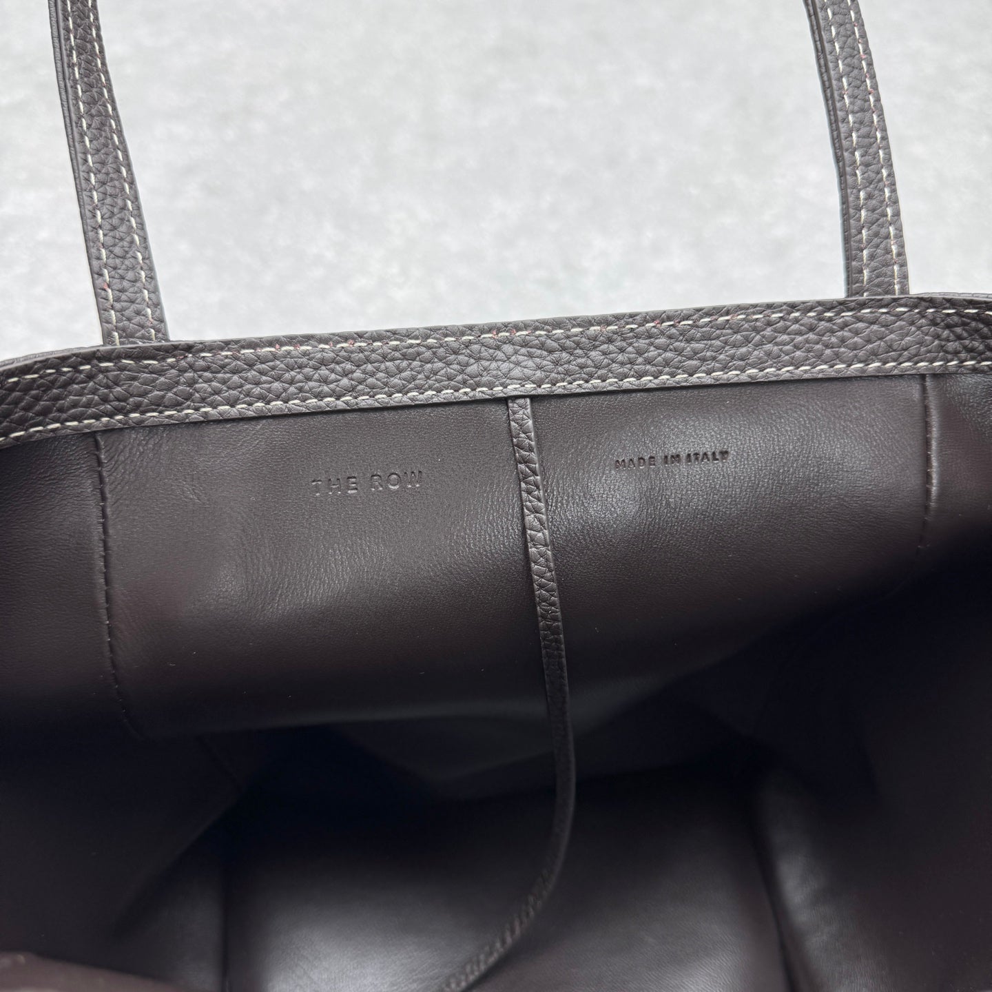The Row 2025 Park Tote Stitch Bag Dark Brown 22cm Leather