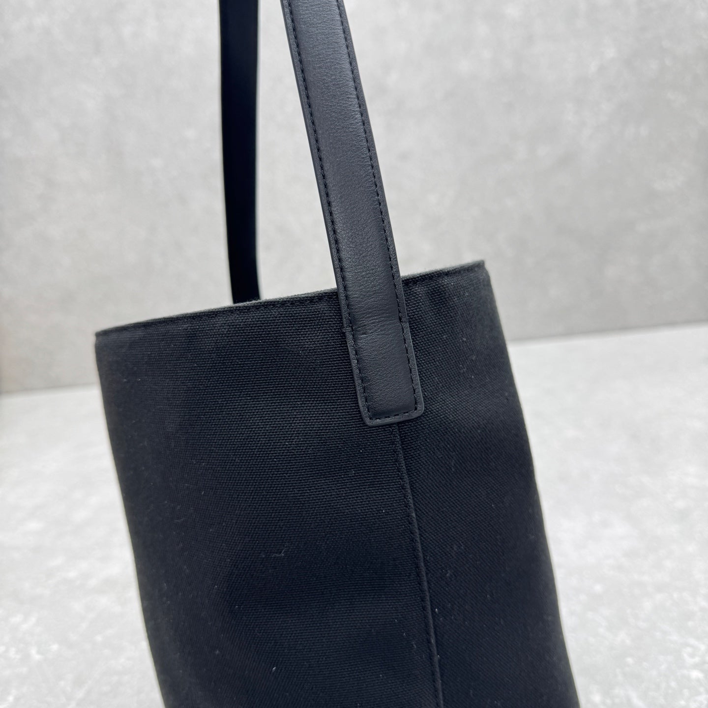 The Row 2025 N/S Park Tote Bag 30cm Black Leather Canvas