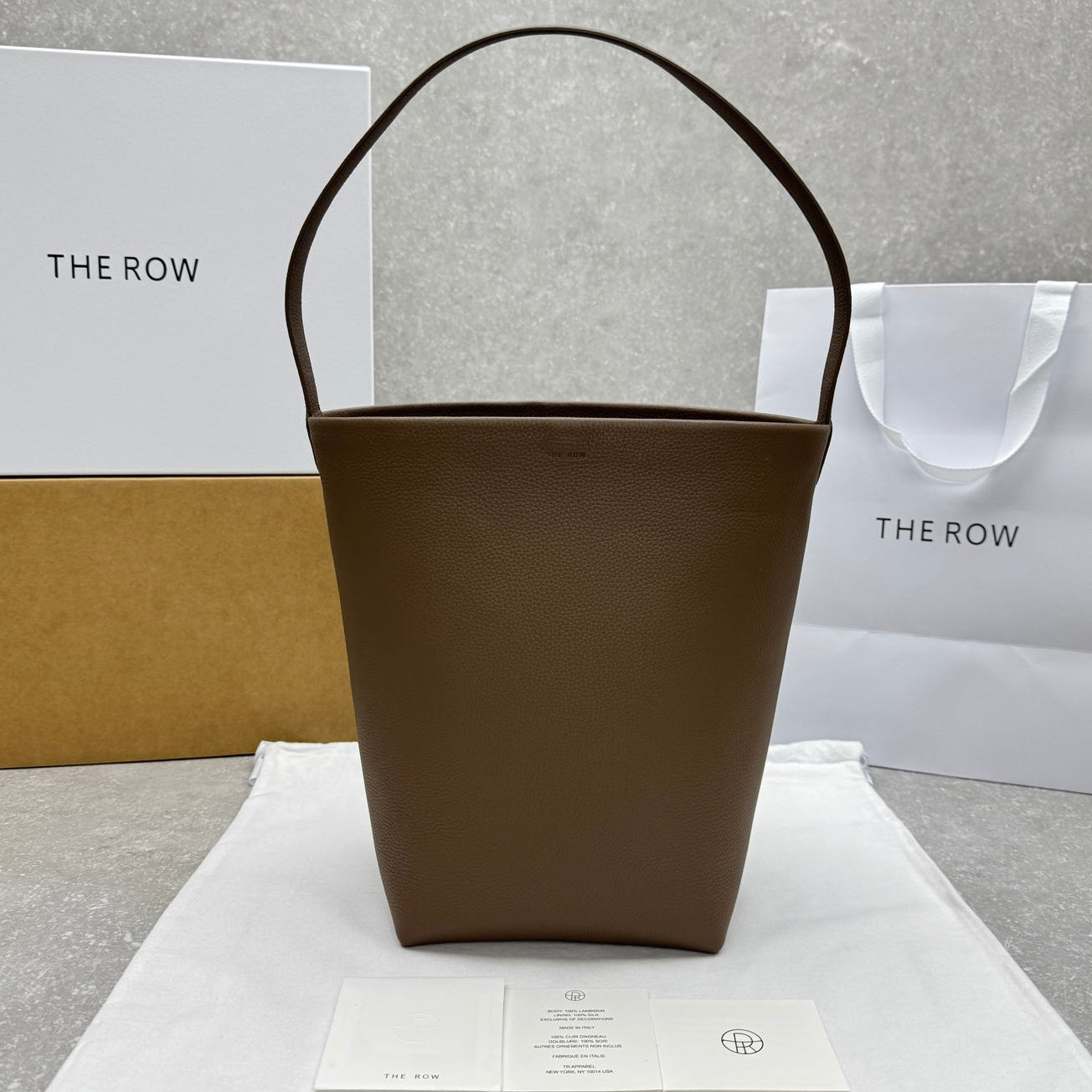 The Row 2025 N/S Park Tote Bag 34cm Brown Calfskin