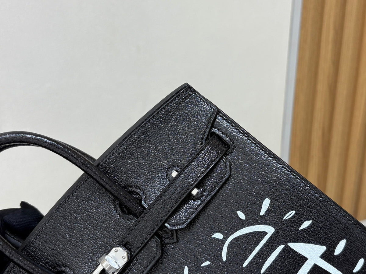 High-end Hermes 2026 Birkin 20cm Sellier "Disco" Bag Black Chamkila Goatskin