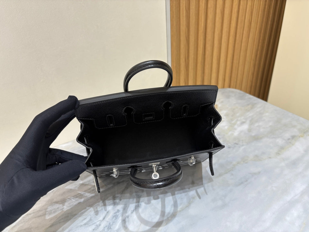 High-end Hermes 2026 Birkin 20cm Sellier "Disco" Bag Black Chamkila Goatskin