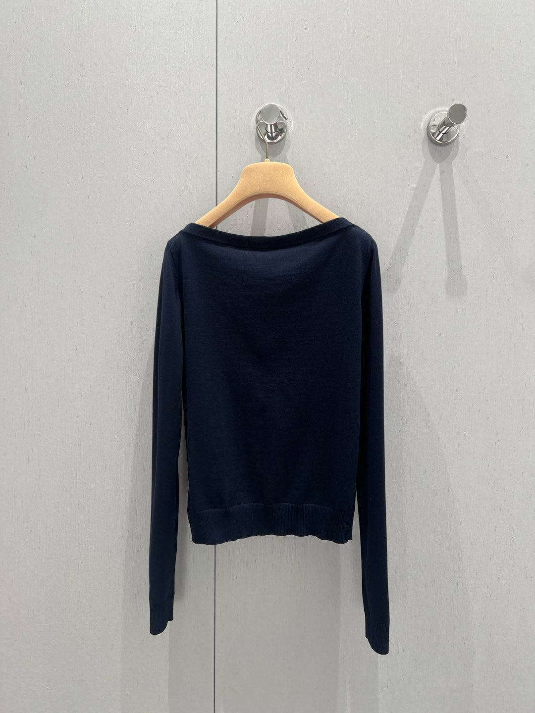 Miu Miu 25 Long-sleeved Top Navy Blue Cashmere