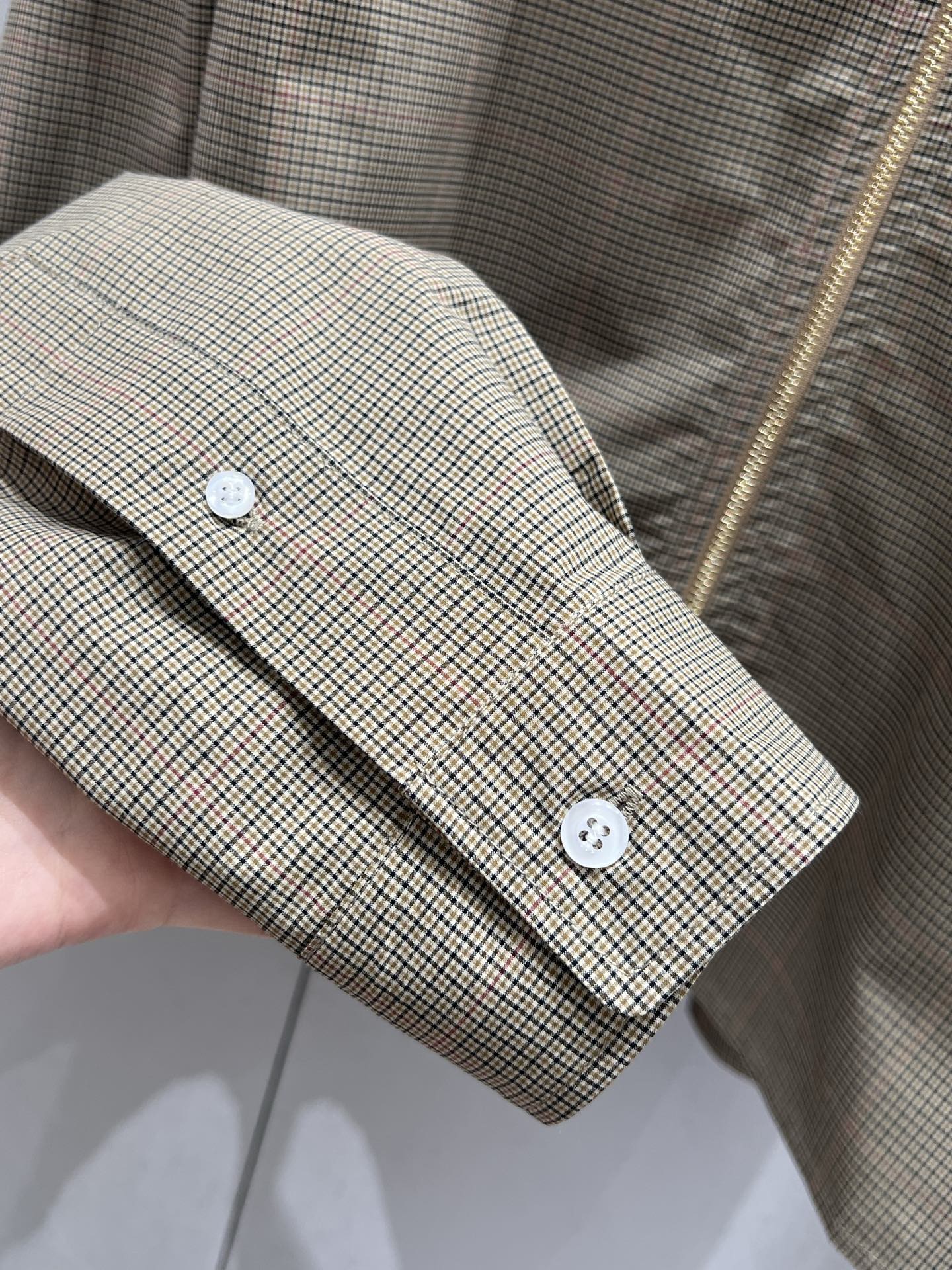 Miu Miu 25 Plaid Lapel Zipper Shirt Brown Cotton 211152
