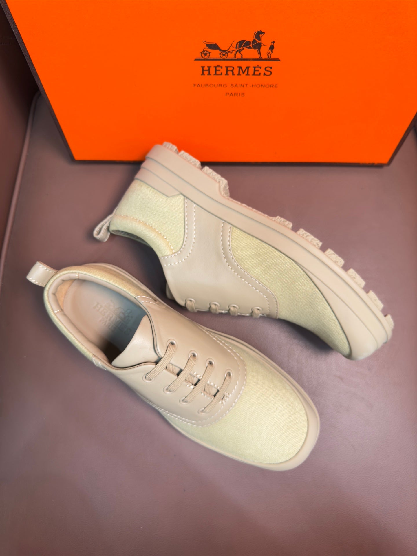 HM Men's Kool Oxford Sneaker Beige Calfskin 653622