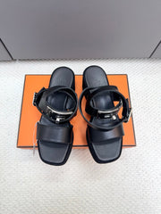 HM 2026 Platform Sandals 70 Black Suede Cowhide 664408