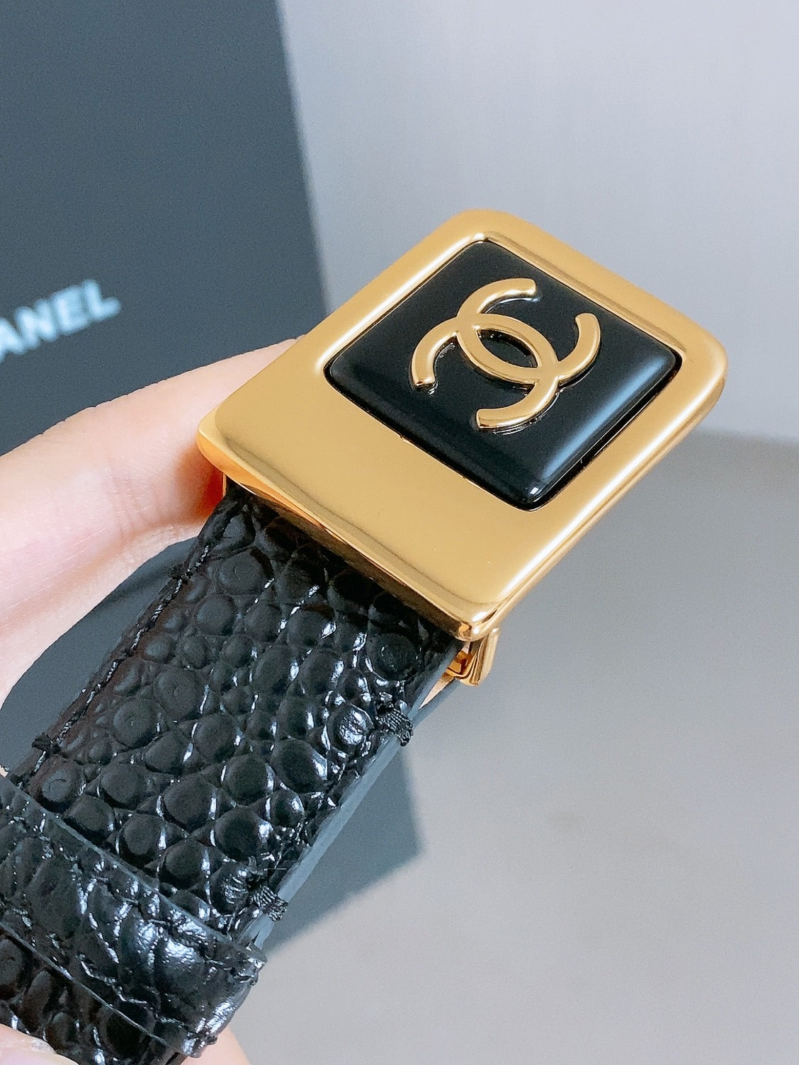 Chanel 2026 Crocodile-Embossed Belt 30mm Calfskin
