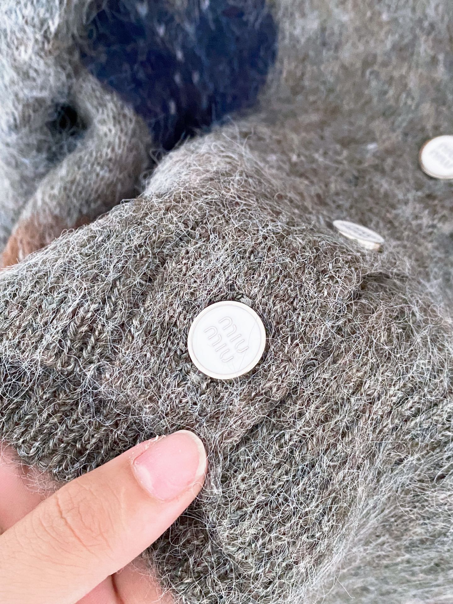 Miumiu 2025 Heart Cardigan Gray mix Colors Wool
