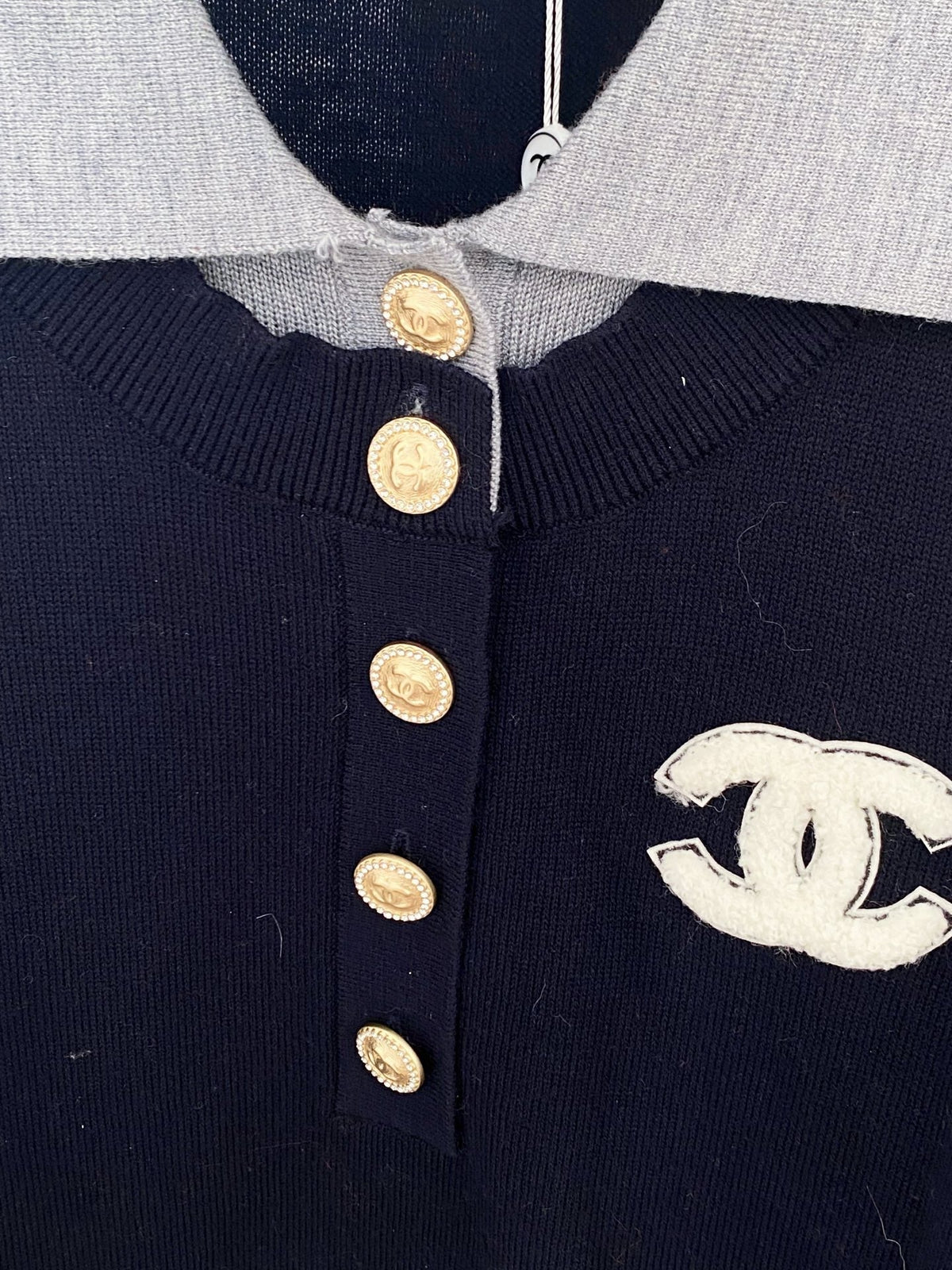 Chanel 2025 Polo Shirt Navy Blue Wool 89260