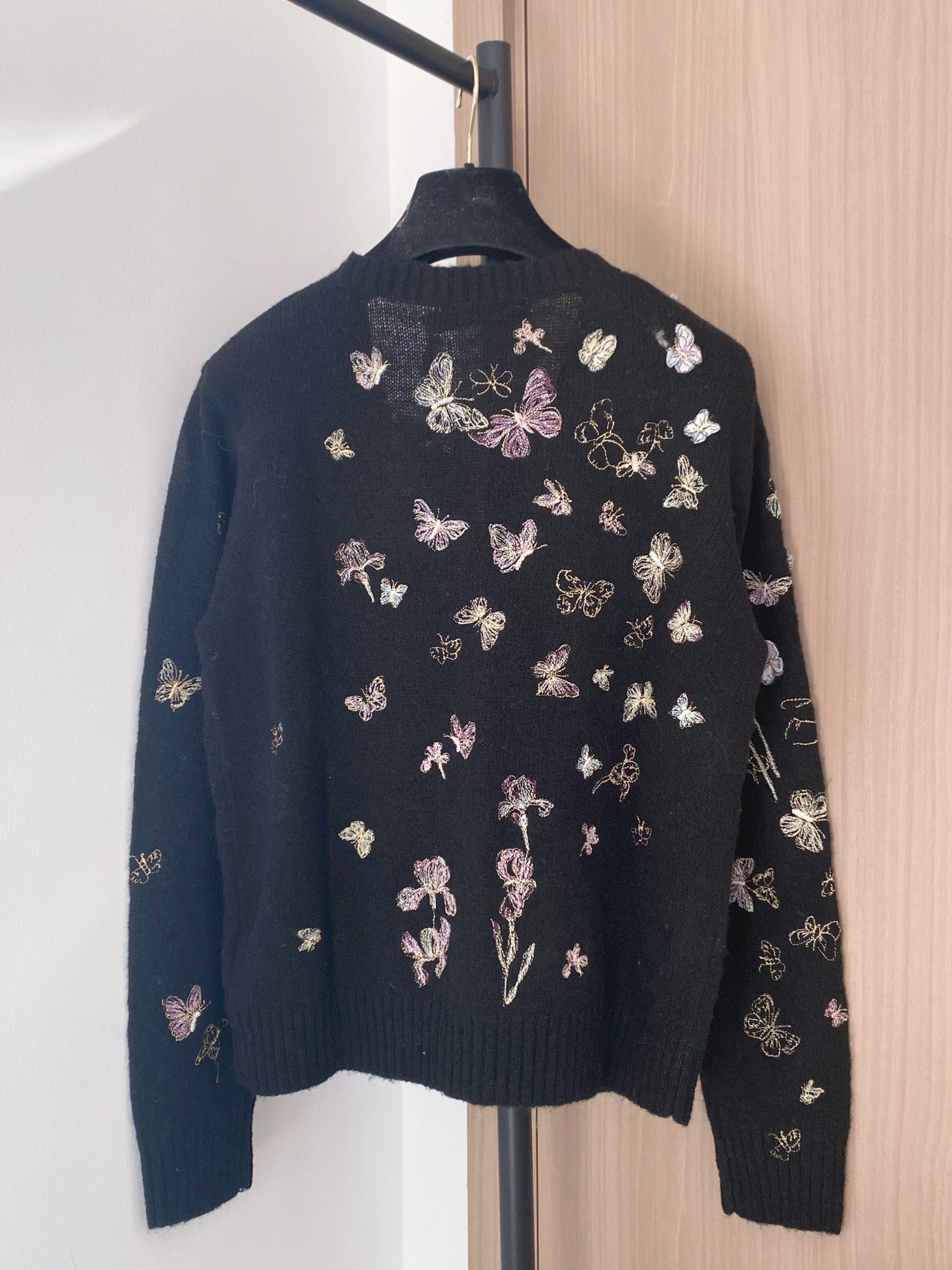 Dior 2025 Butterfly Cardigan Black Mix colors Wool