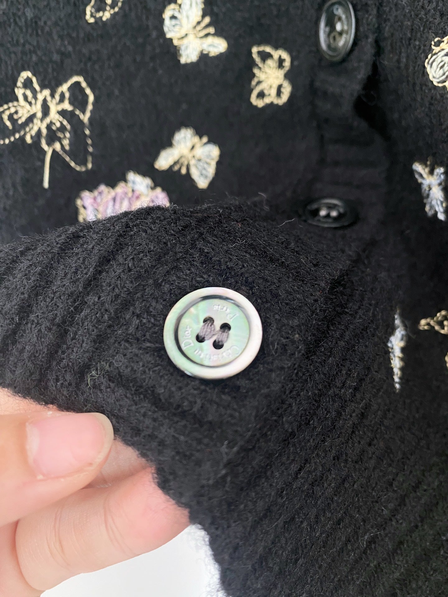 Dior 2025 Butterfly Cardigan Black Mix colors Wool