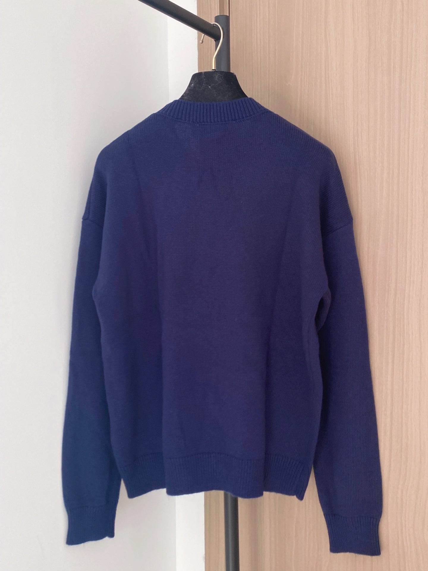 Dior 2025 Long-Sleeve Shirt Navy Blue mix Brown Wool