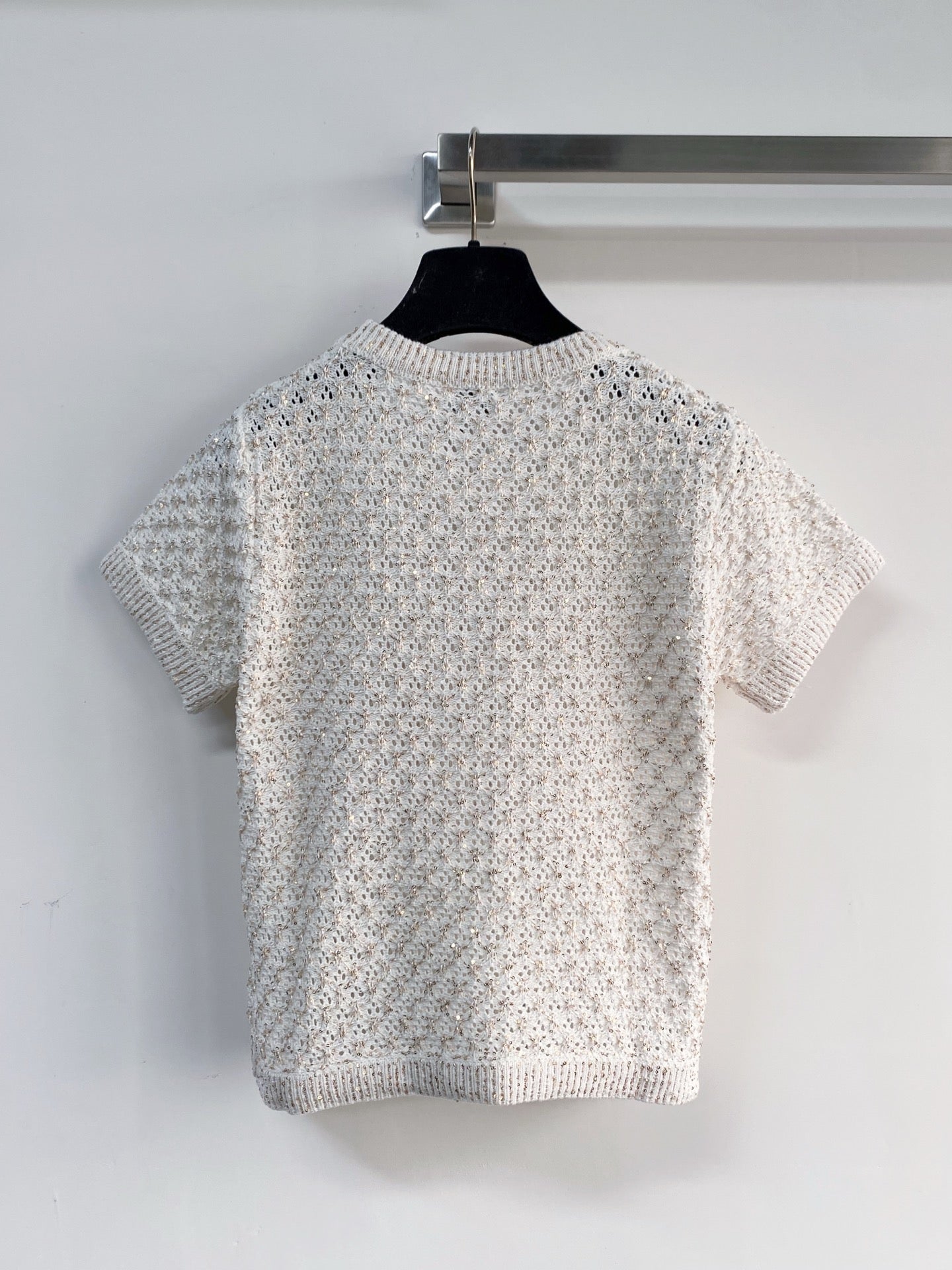 Chanel 2026 Knit Short-sleeved Shirt Off-white Wool 166806