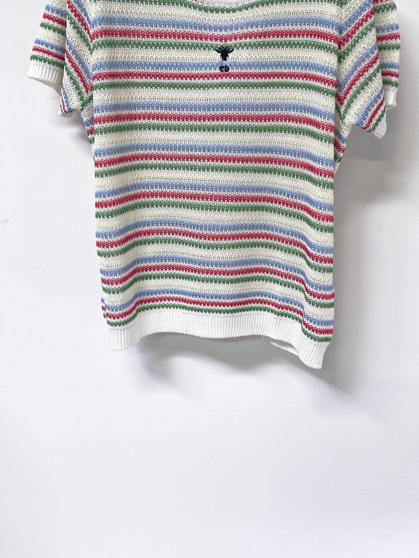 Dior 2026 Multi Color Striped Knit Short Sleeve T-shirt Wool Laine 405746