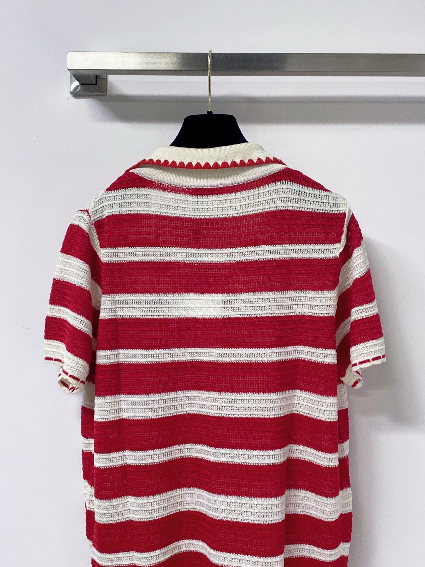 Chanel 2026 Short-Sleeve Shirt Red Cream Cotton 705313