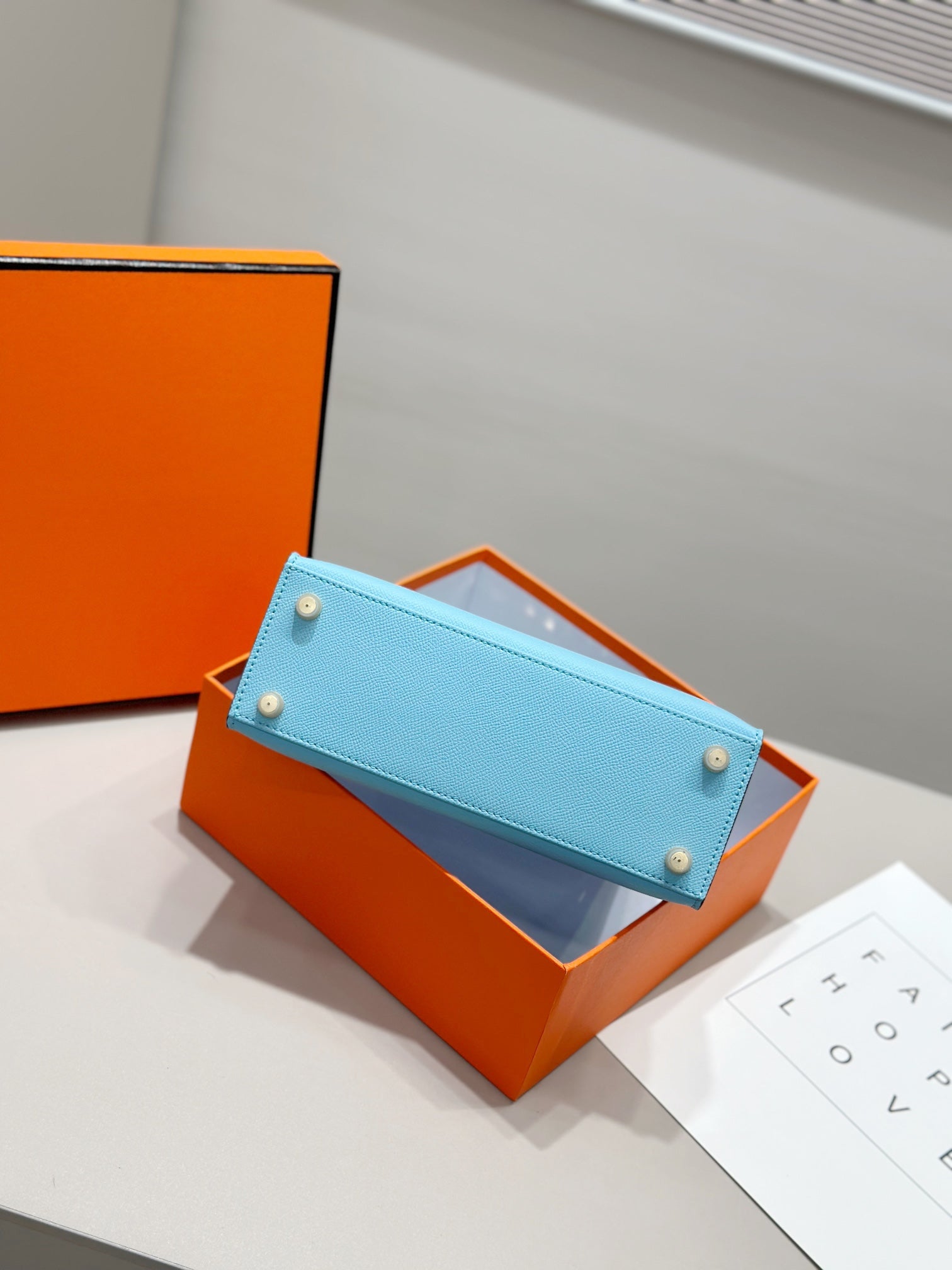 HM Kelly 25cm Tiffany Blue Epsom Leather Gold Hardware