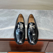 HM H-BUCKLE LOAFER GLOSSY BLACK CALFSKIN