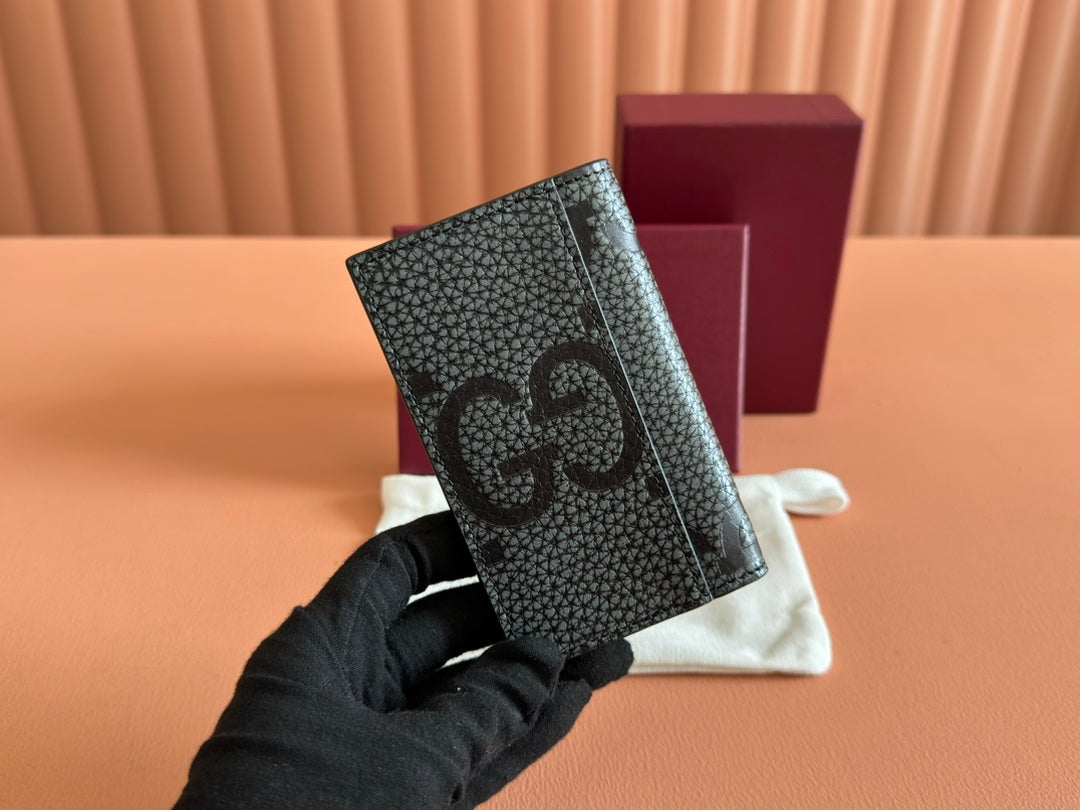 Gucci Long Card Wallet Grey mix Black Leather 248422