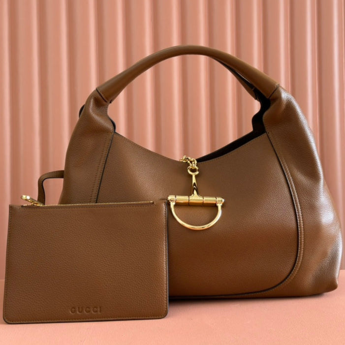 Gucci Softbit Shoulder Bag Brown Calfskin 248330