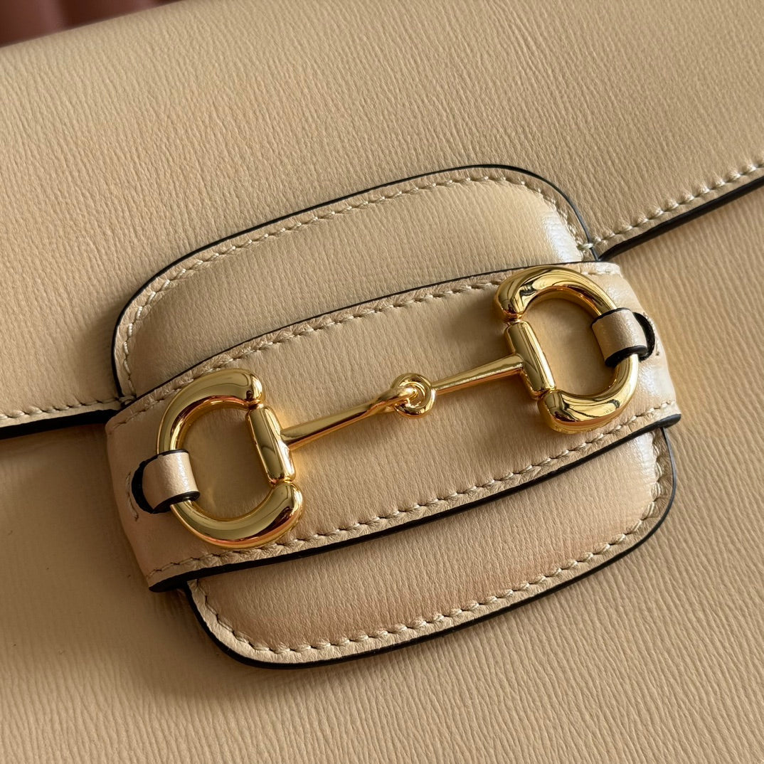 GG 2025 Horsebit Bag 25cm Beige Calfskin 273711