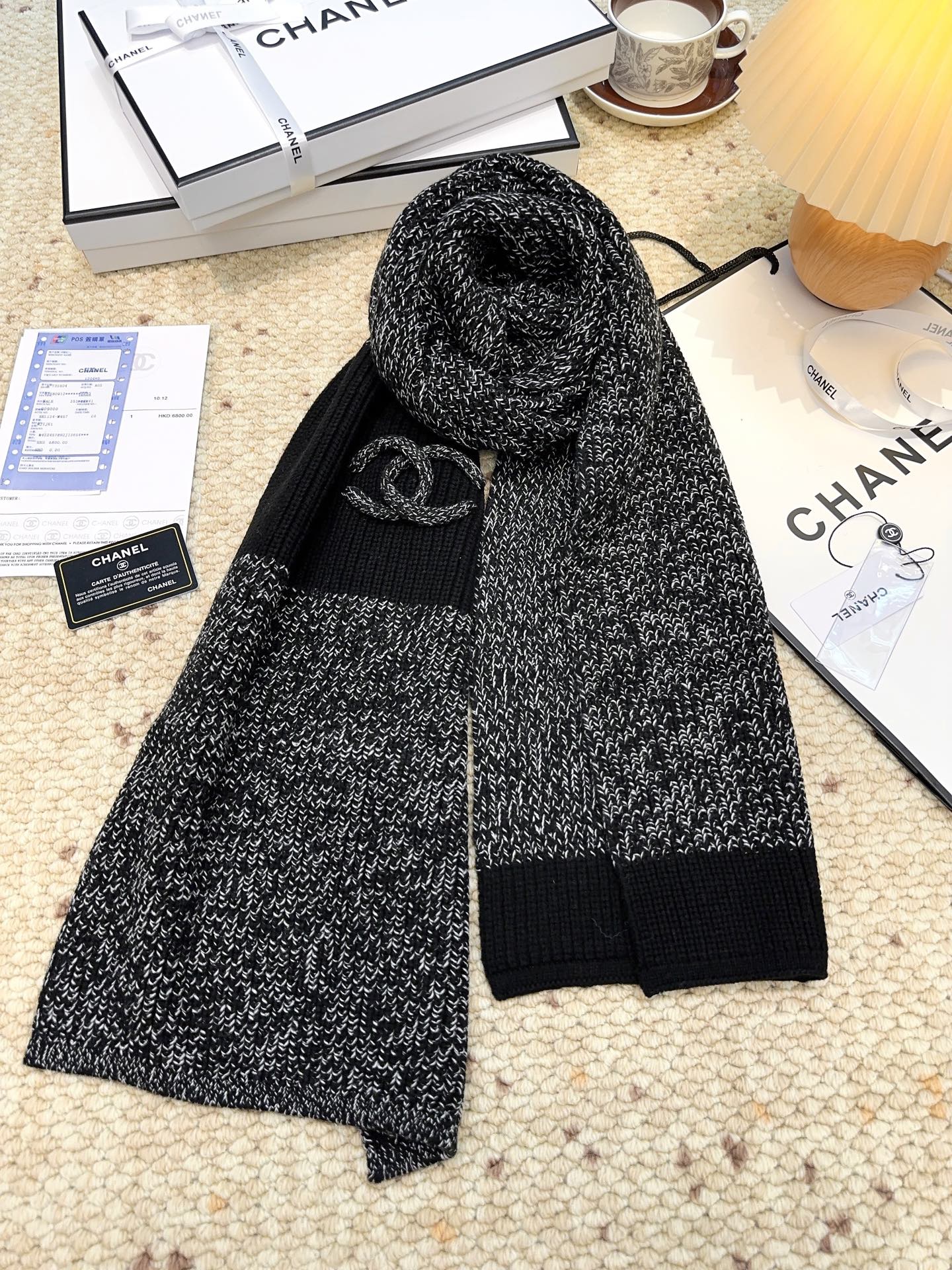CC 25 Classic Scarf 175cm Black Wool 971060
