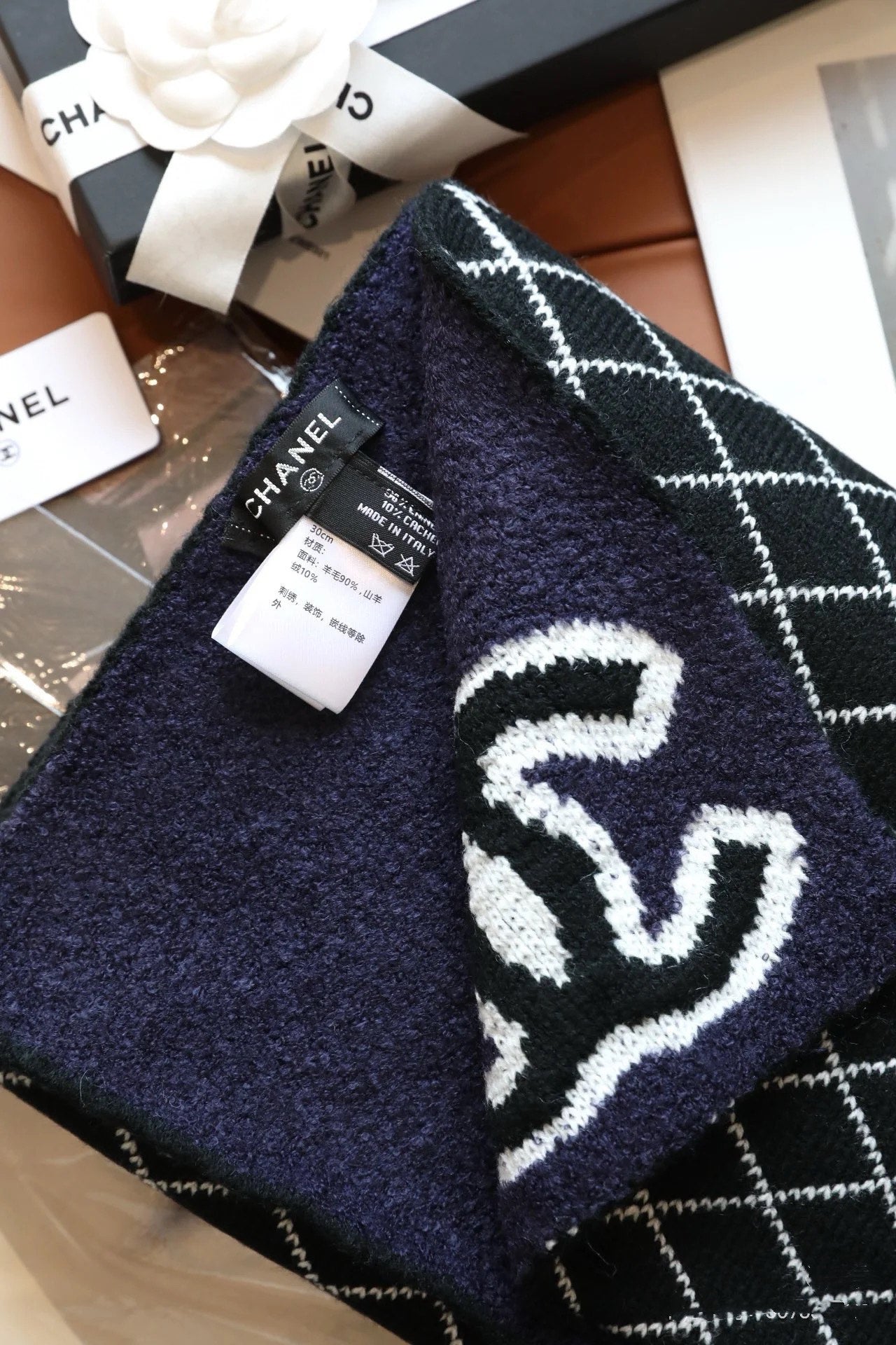 CC 25 Scarf 190cm Black  Wool 968578