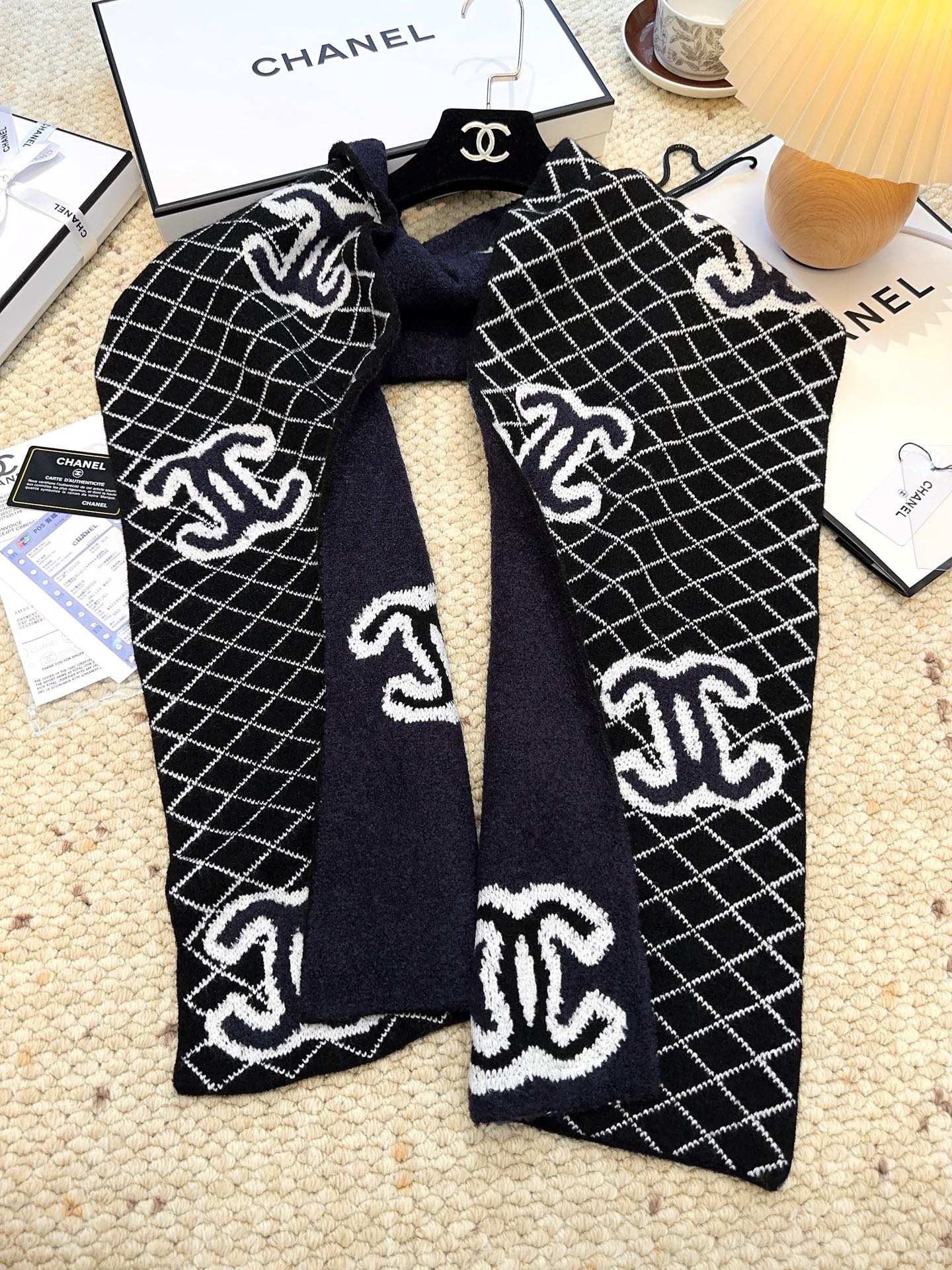 CC 25 Scarf 190cm Black  Wool 968578