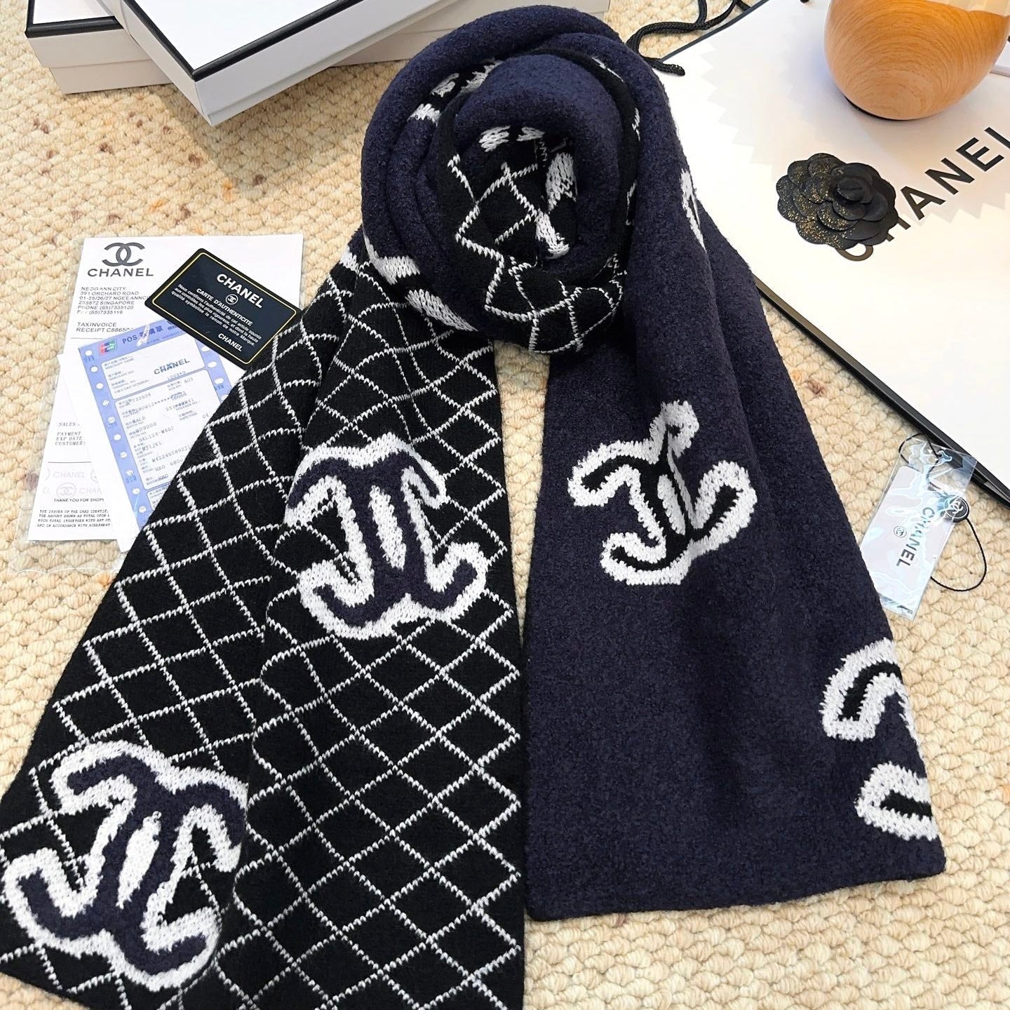 CC 25 Scarf 190cm Black  Wool 968578