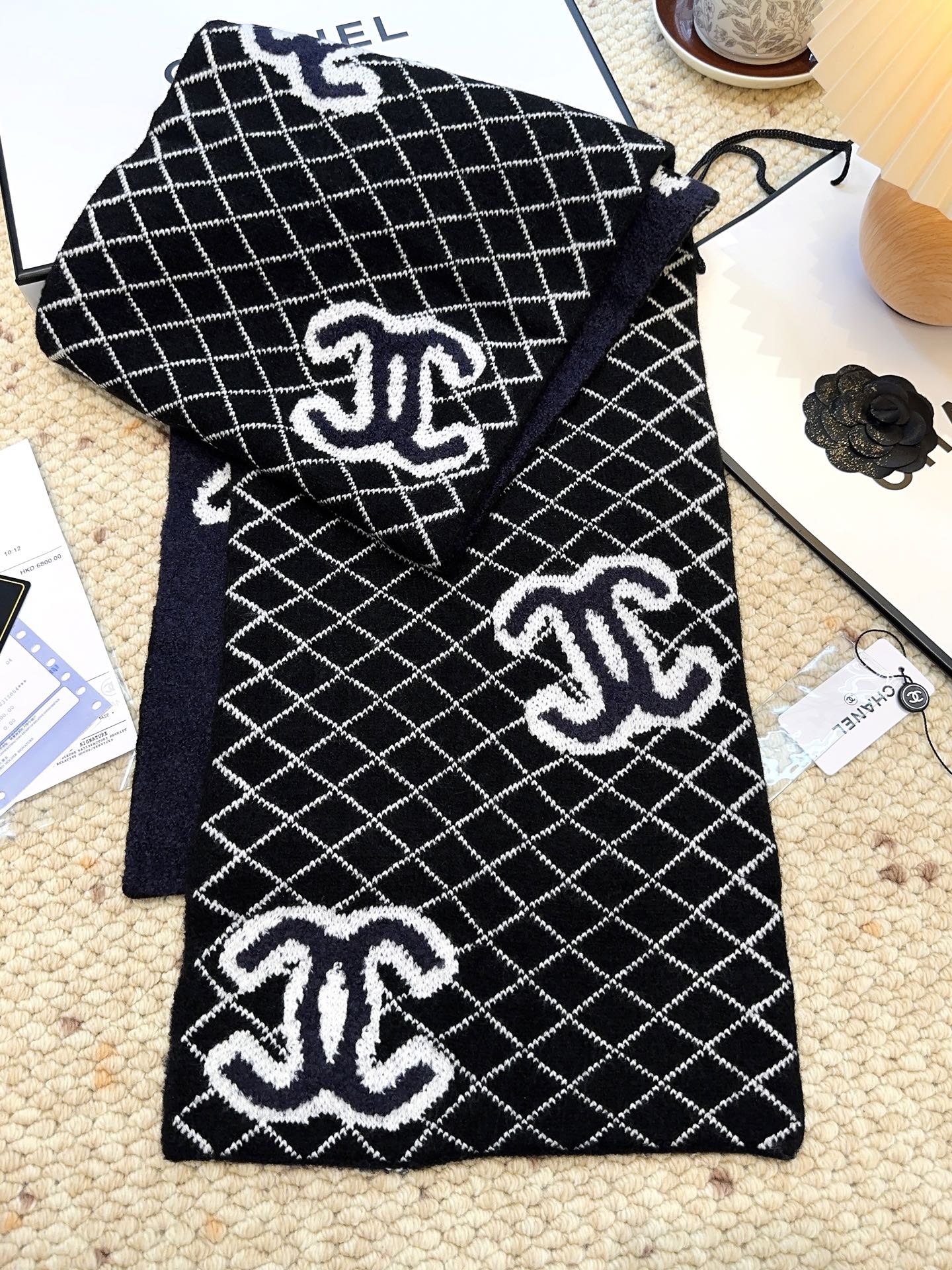 CC 25 Scarf 190cm Black  Wool 968578