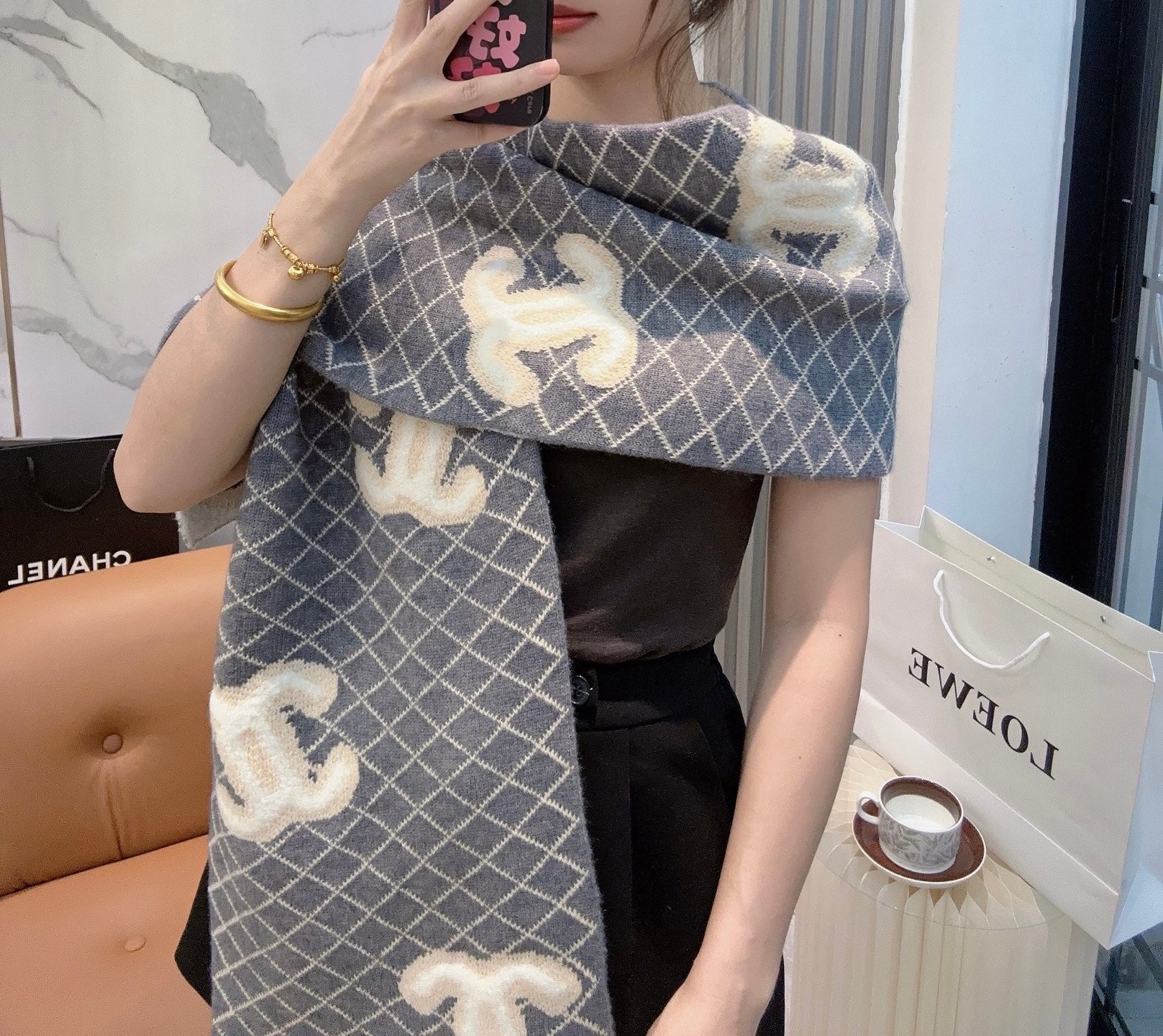 CC 25 Scarf 190cm Dark Blue Wool 968581