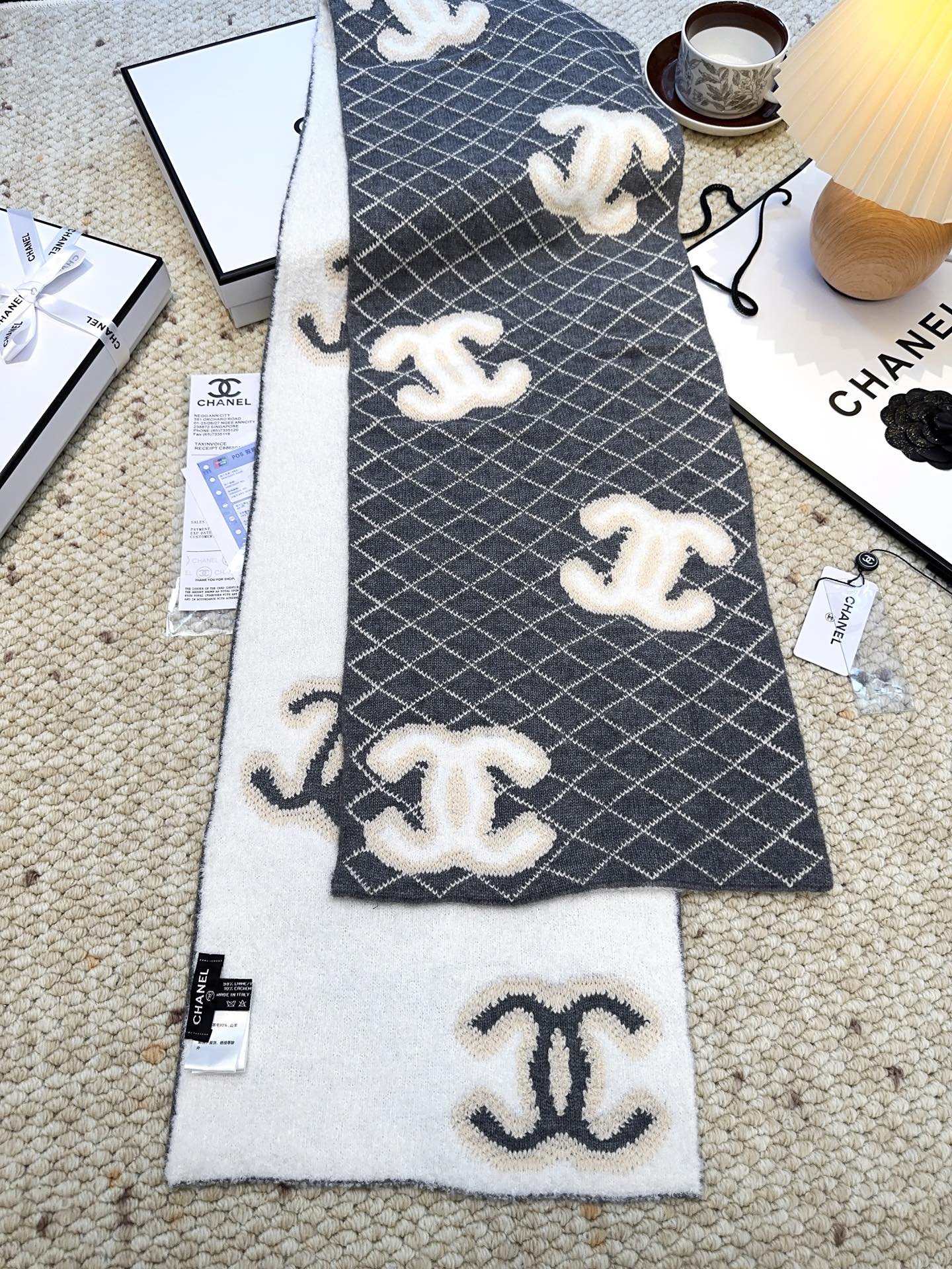 CC 25 Scarf 190cm Dark Blue Wool 968581