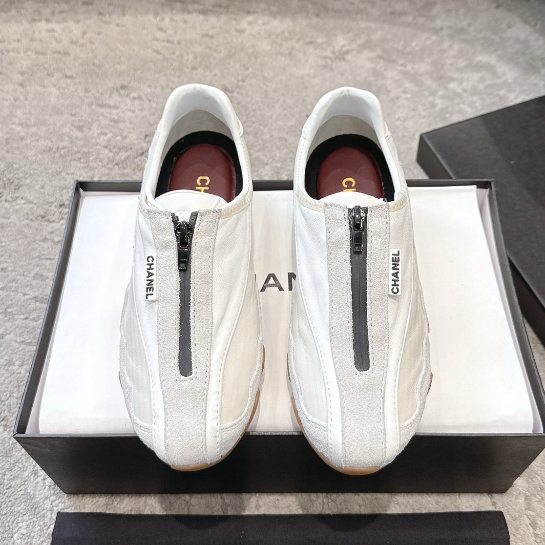 Chanel 2026 Front-Zip Sneakers Suede Leather 197905