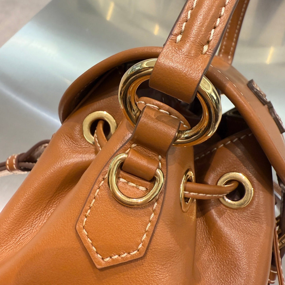 MiuMiu 2026 Buckle Gold Backpack Leather